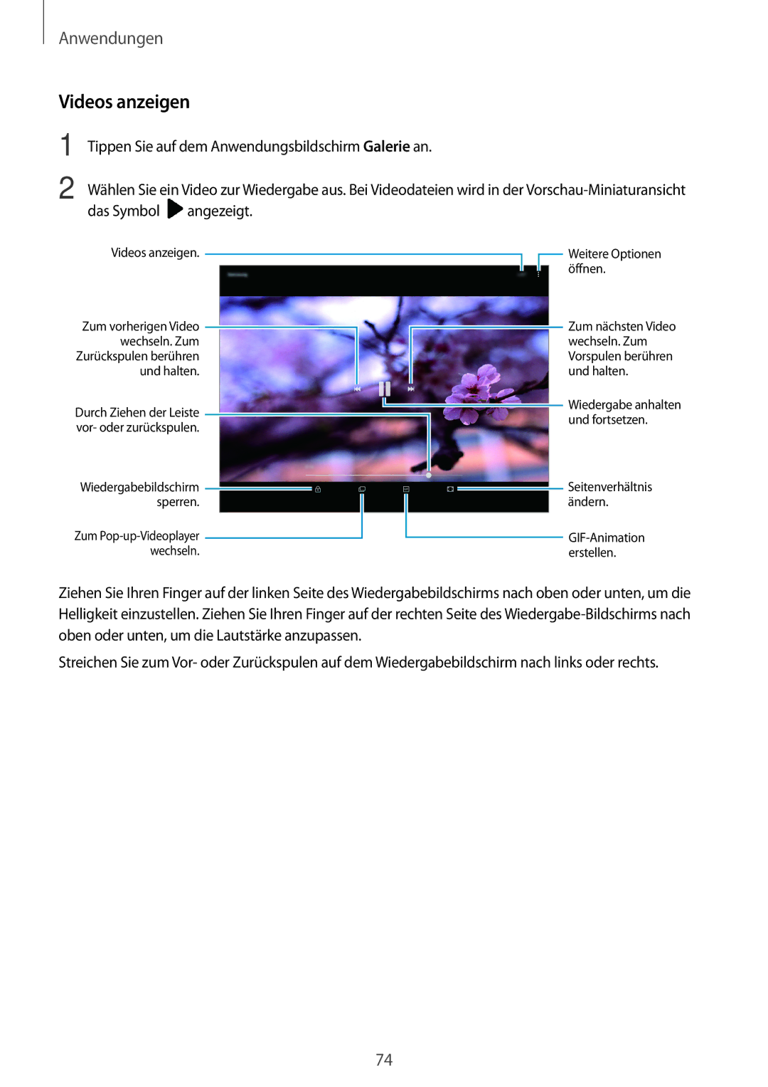 Samsung SM-T719NZWEDBT, SM-T819NZKEDBT, SM-T719NZKEDBT, SM-T819NZWEDBT manual Videos anzeigen 