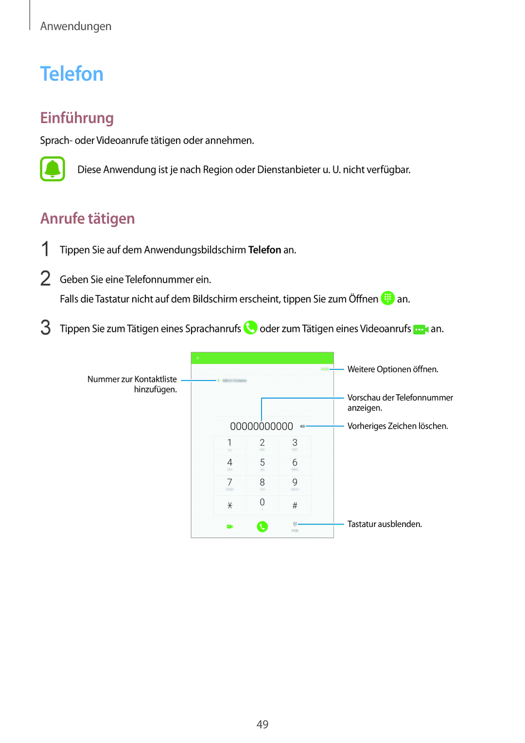 Samsung SM-T719NZKEDBT, SM-T819NZKEDBT, SM-T719NZWEDBT, SM-T819NZWEDBT manual Telefon, Anrufe tätigen 