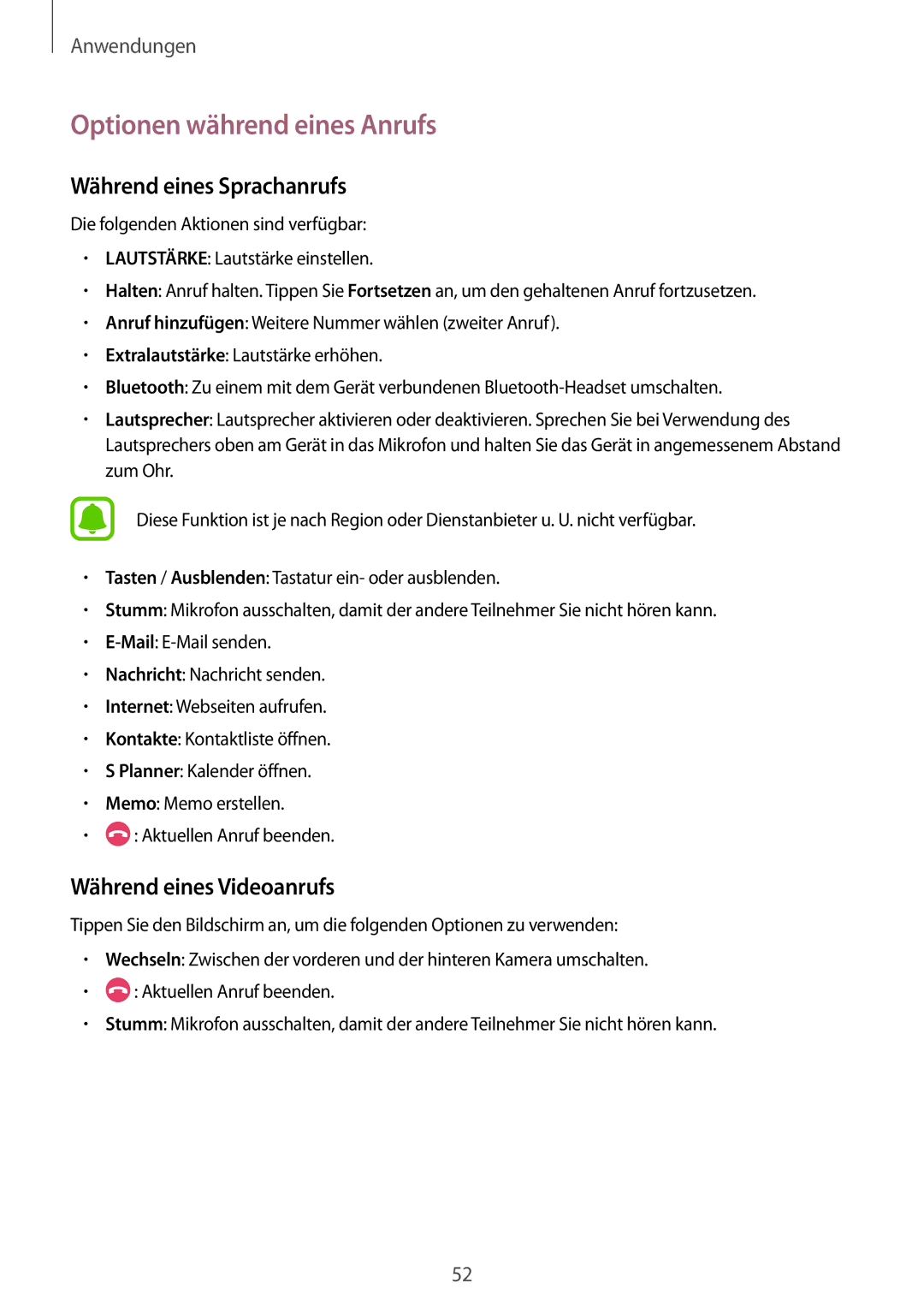 Samsung SM-T819NZKEDBT, SM-T719NZKEDBT, SM-T719NZWEDBT manual Optionen während eines Anrufs, Während eines Sprachanrufs 