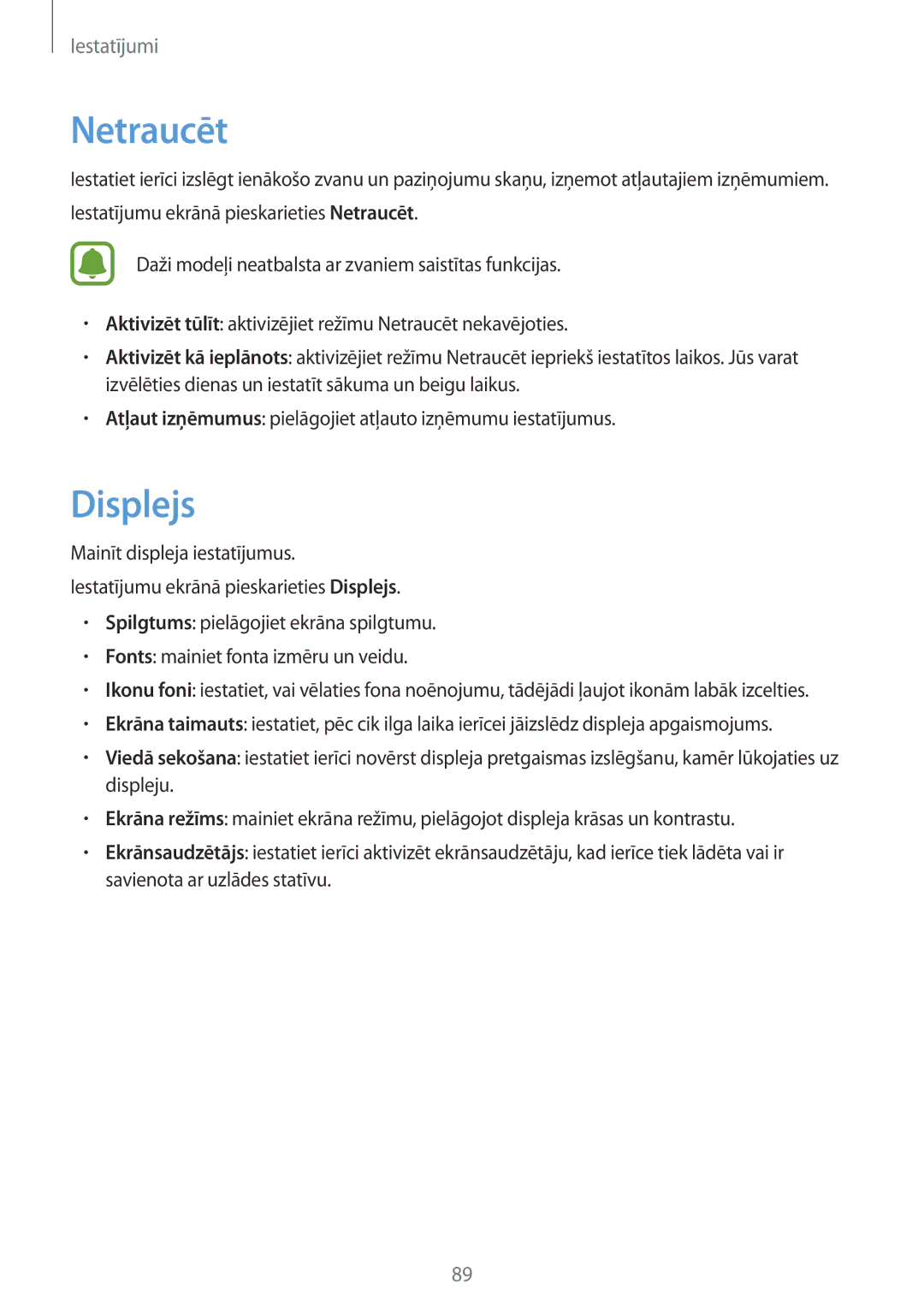 Samsung SM-T819NZWESEB, SM-T819NZKESEB manual Netraucēt, Displejs 