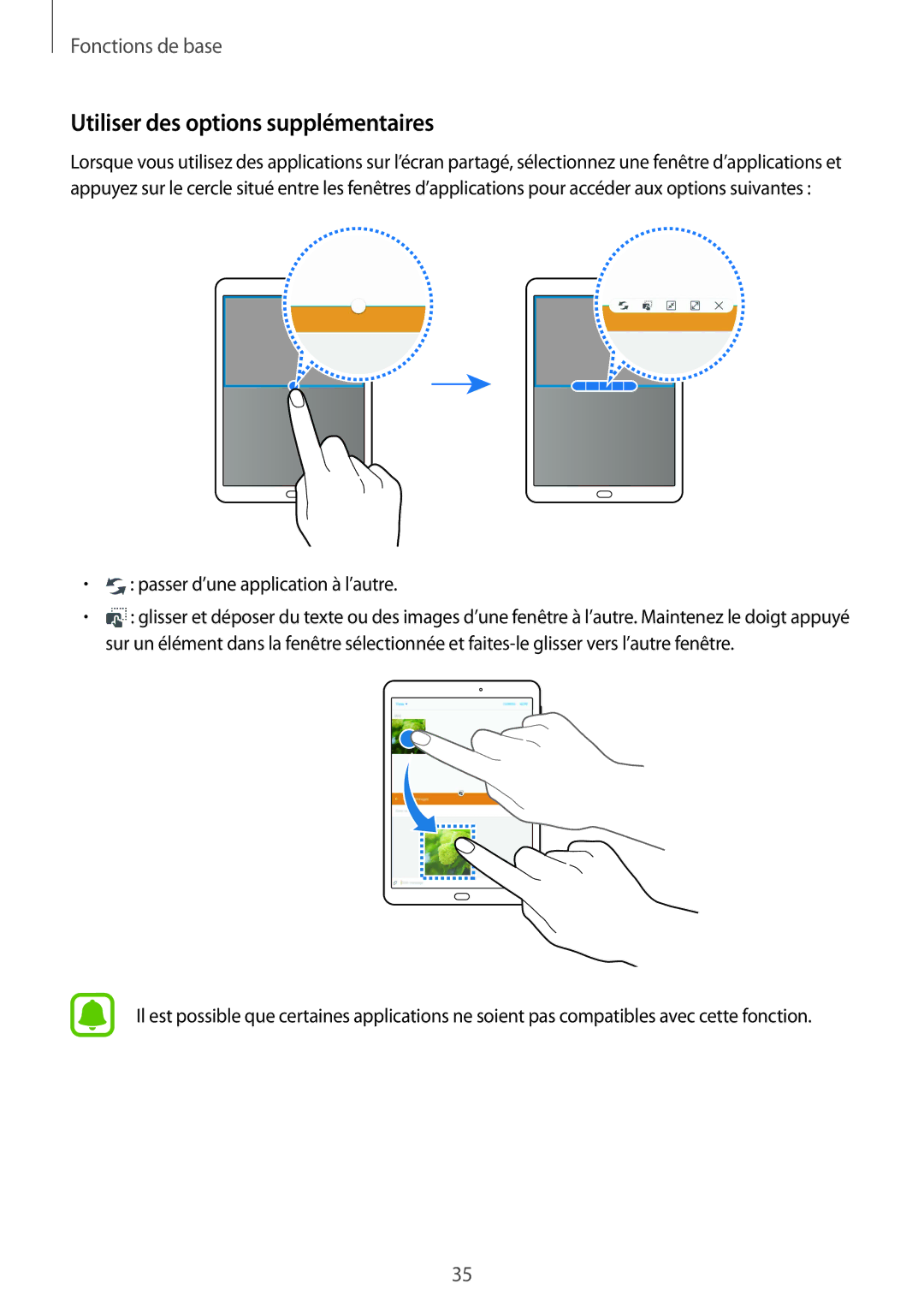 Samsung SM-T719NZKEXEF, SM-T819NZWEXEF manual Utiliser des options supplémentaires, Passer d’une application à l’autre 