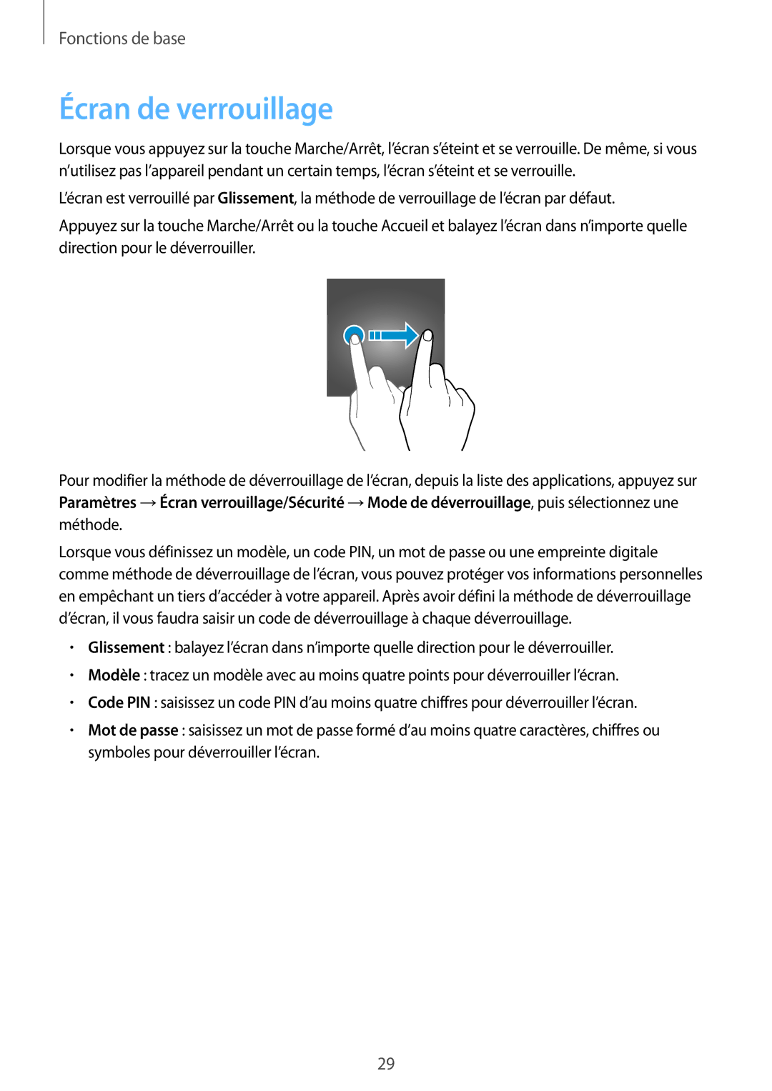 Samsung SM-T719NZKEXEF, SM-T819NZWEXEF, SM-T719NZWEXEF manual Écran de verrouillage 