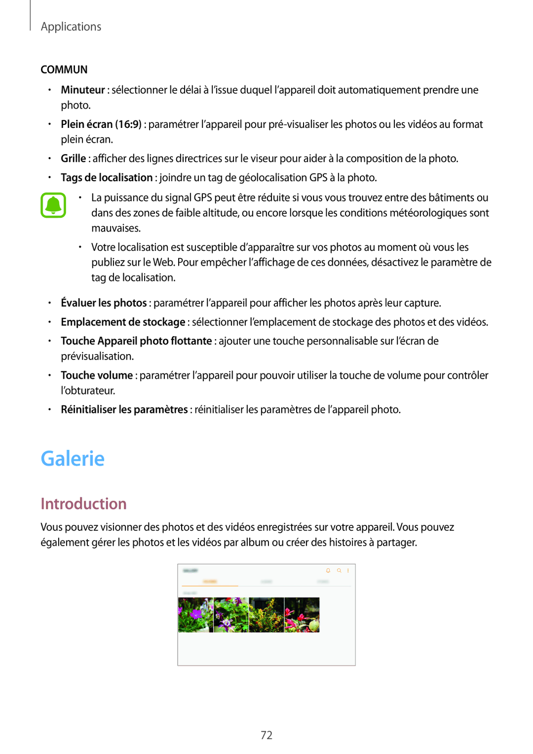 Samsung SM-T819NZWEXEF, SM-T719NZWEXEF, SM-T719NZKEXEF manual Galerie, Commun 