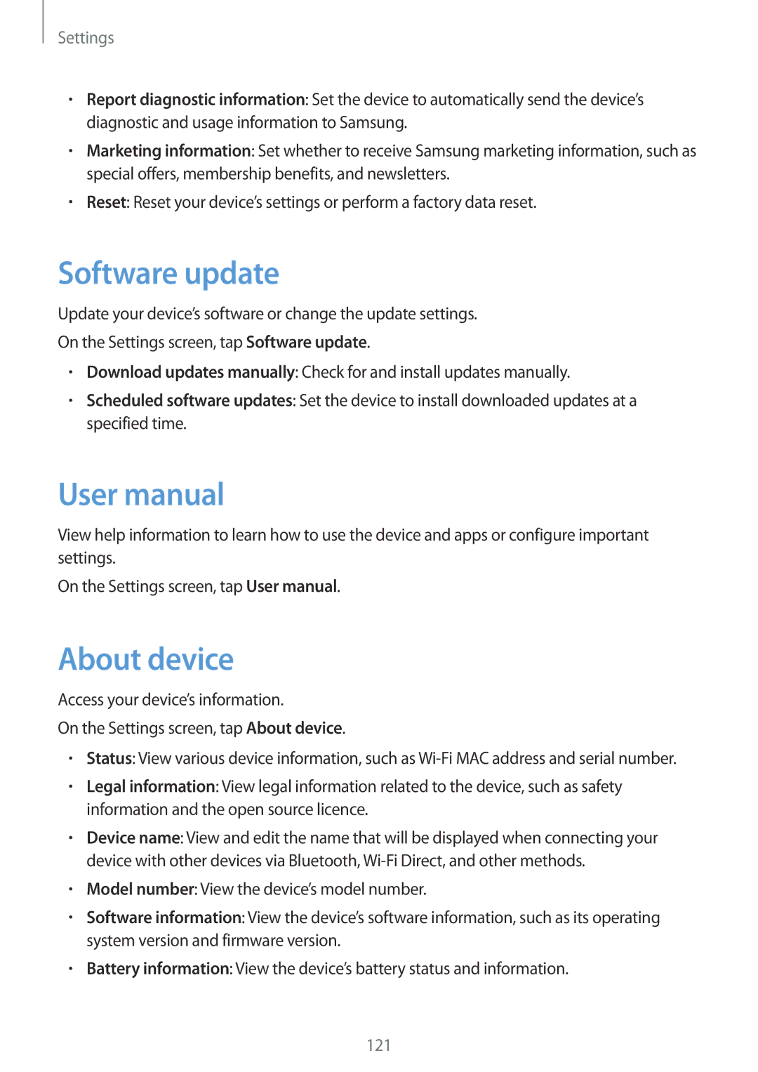 Samsung SM-T820NZKAAUT, SM-T820NZKADBT, SM-T820NZSADBT, SM-T820NZKAXEF, SM-T820NZSAXEF manual Software update, About device 