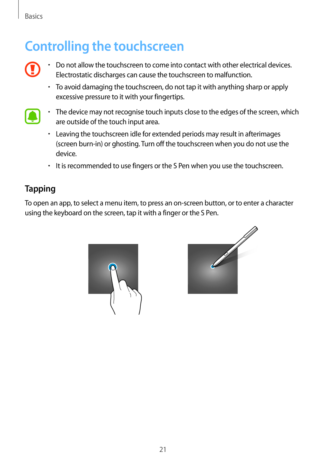 Samsung SM-T820NZSAEUR, SM-T820NZKADBT, SM-T820NZSADBT, SM-T820NZKAXEF, SM-T820NZSAXEF Controlling the touchscreen, Tapping 