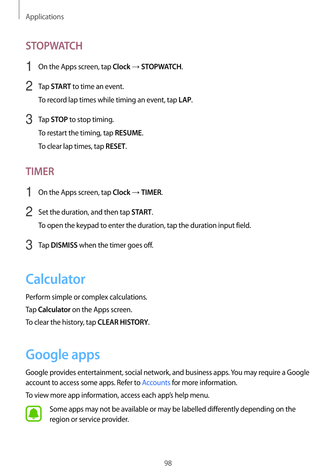 Samsung SM-T820NZSAATO, SM-T820NZKADBT, SM-T820NZSADBT, SM-T820NZKAXEF, SM-T820NZSAXEF, SM-T820NZSAITV Calculator, Google apps 