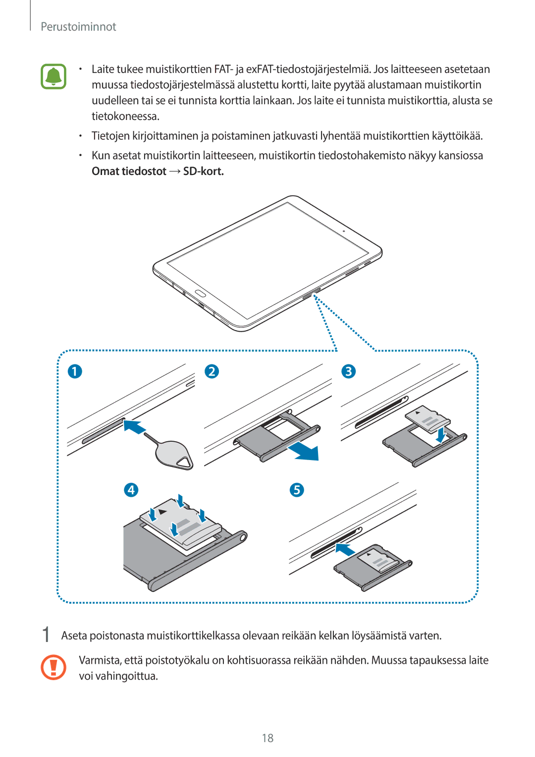 Samsung SM-T820NZKANEE, SM-T820NZSANEE manual Perustoiminnot 