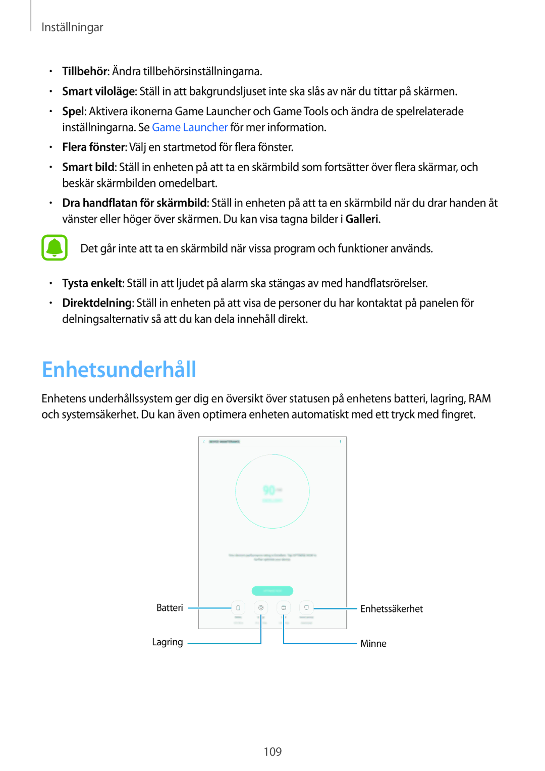 Samsung SM-T820NZSANEE, SM-T820NZKANEE manual Enhetsunderhåll 