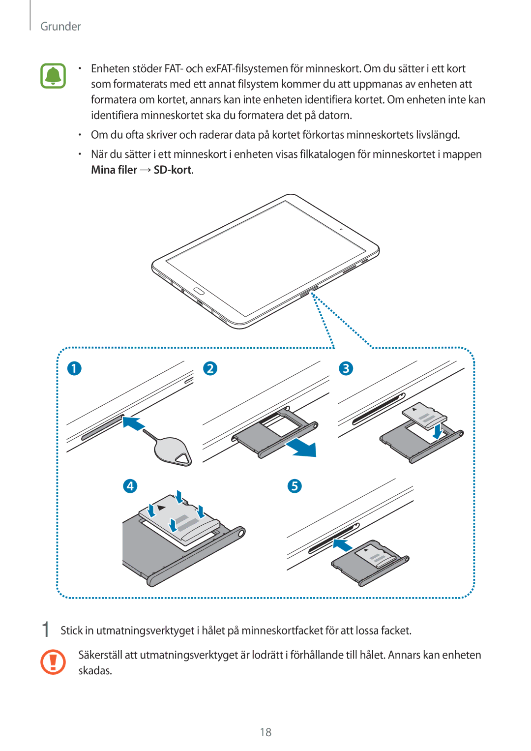 Samsung SM-T820NZKANEE, SM-T820NZSANEE manual Grunder 