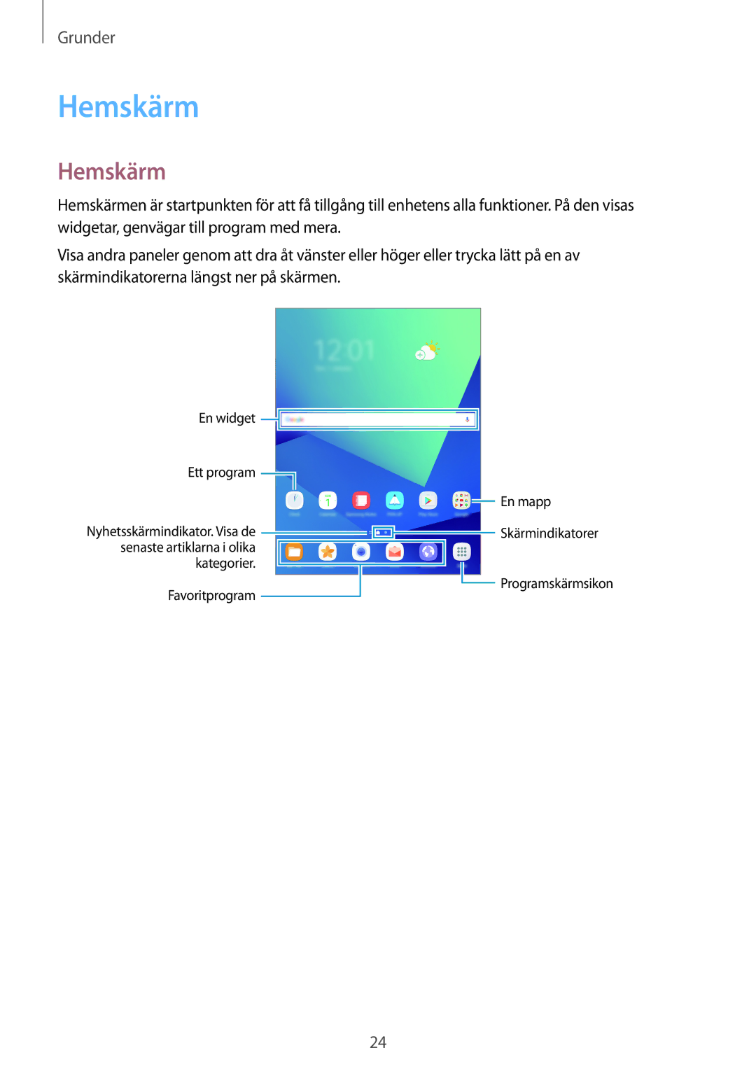 Samsung SM-T820NZKANEE, SM-T820NZSANEE manual Hemskärm 