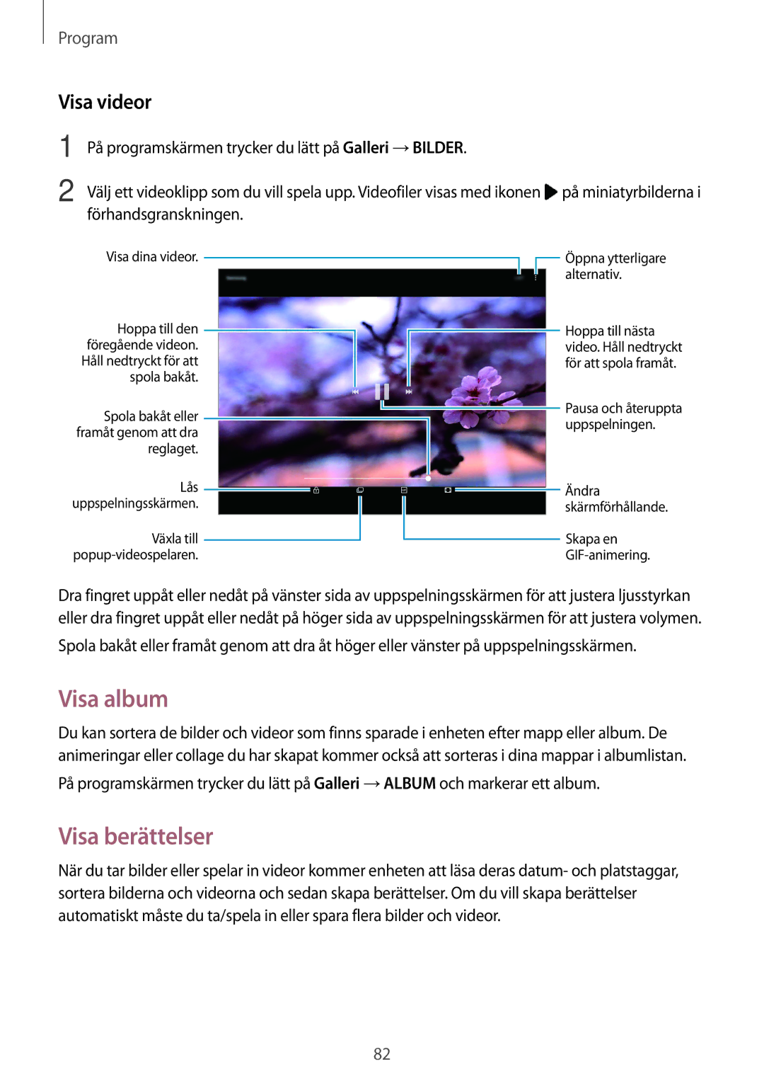 Samsung SM-T820NZKANEE, SM-T820NZSANEE manual Visa album, Visa berättelser, Visa videor 