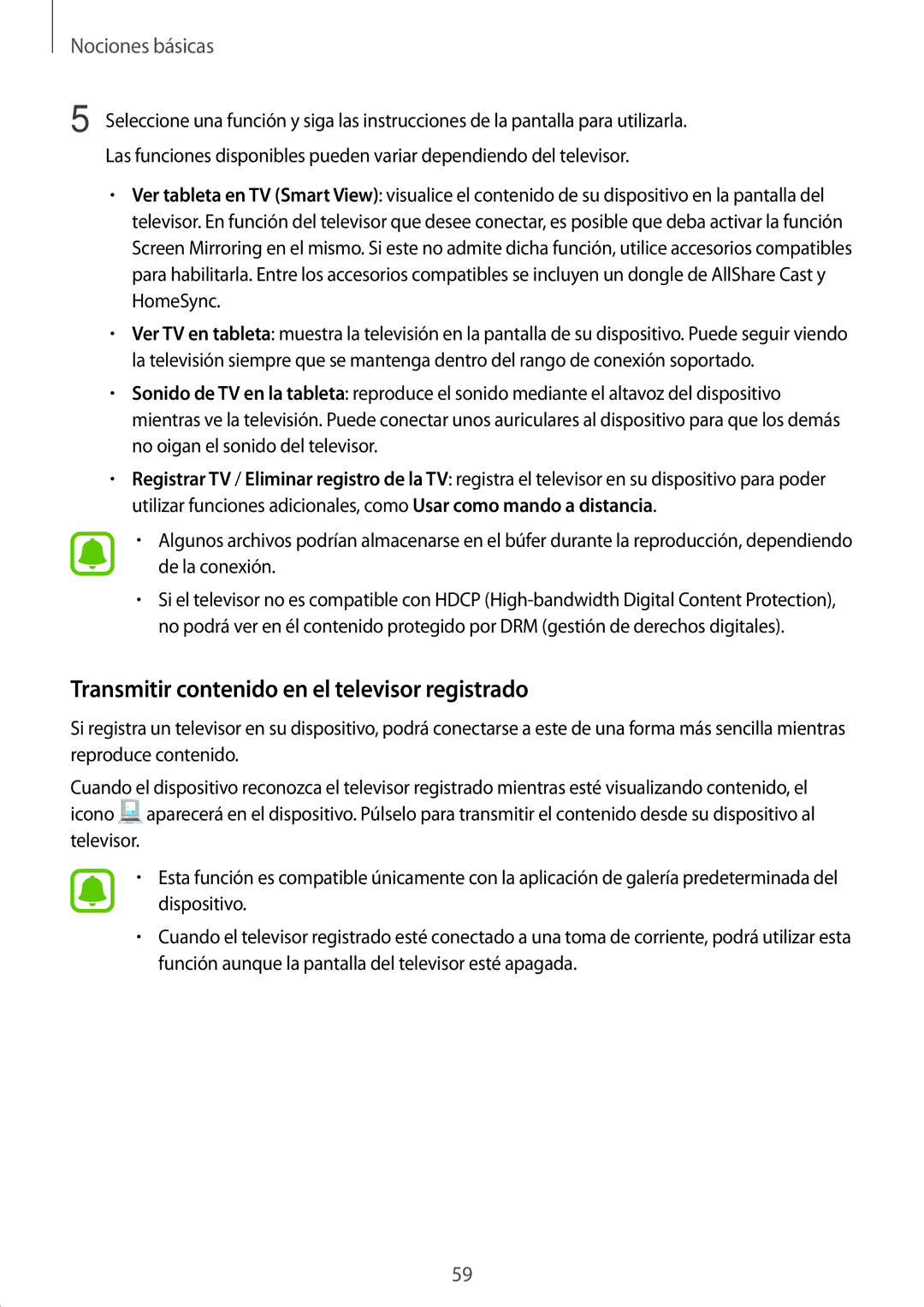 Samsung SM-T820NZSAPHE, SM-T820NZKAPHE manual Transmitir contenido en el televisor registrado 