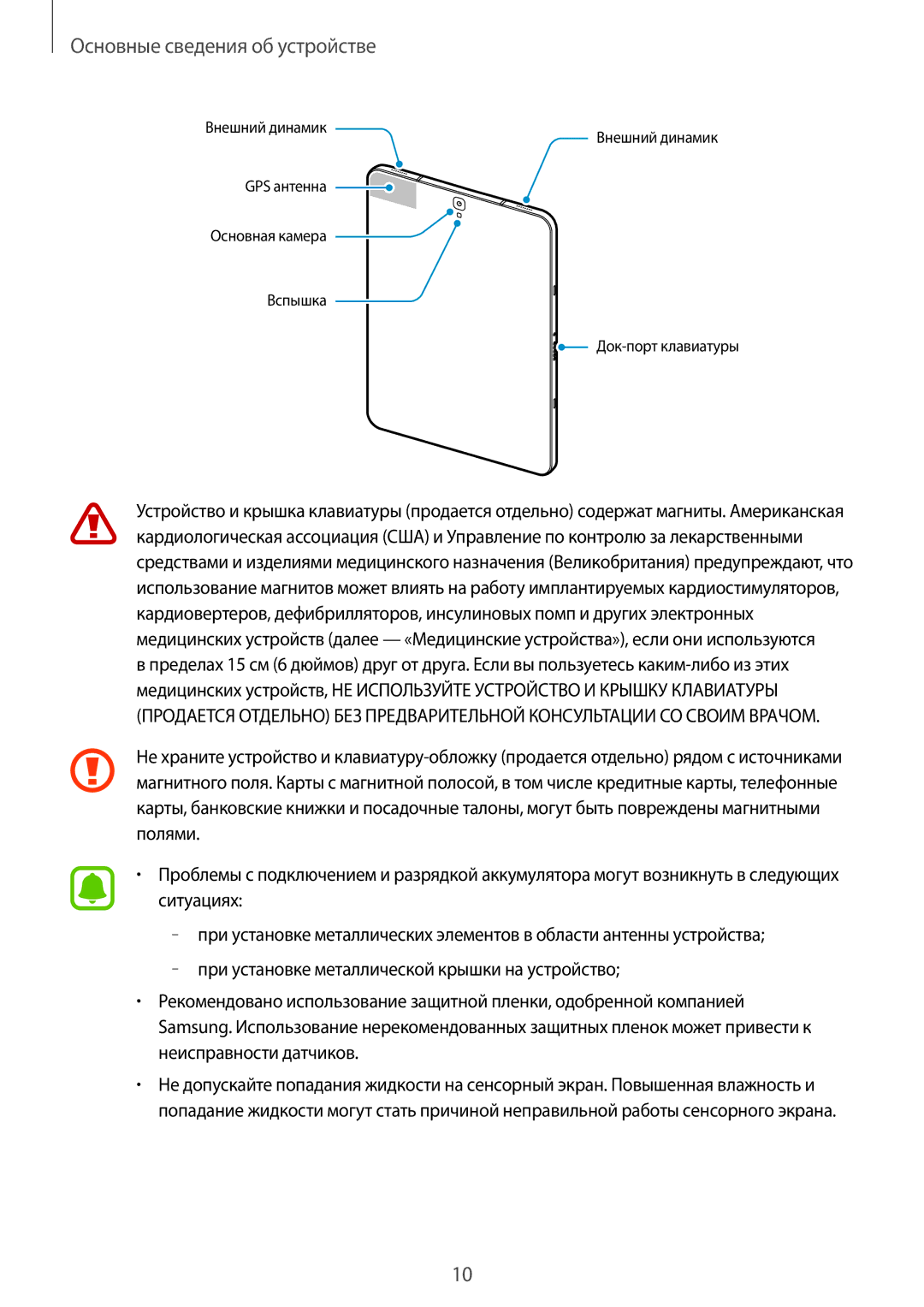 Samsung SM-T820NZSASER, SM-T820NZKASEB, SM-T820NZKASER manual Внешний динамик GPS антенна 