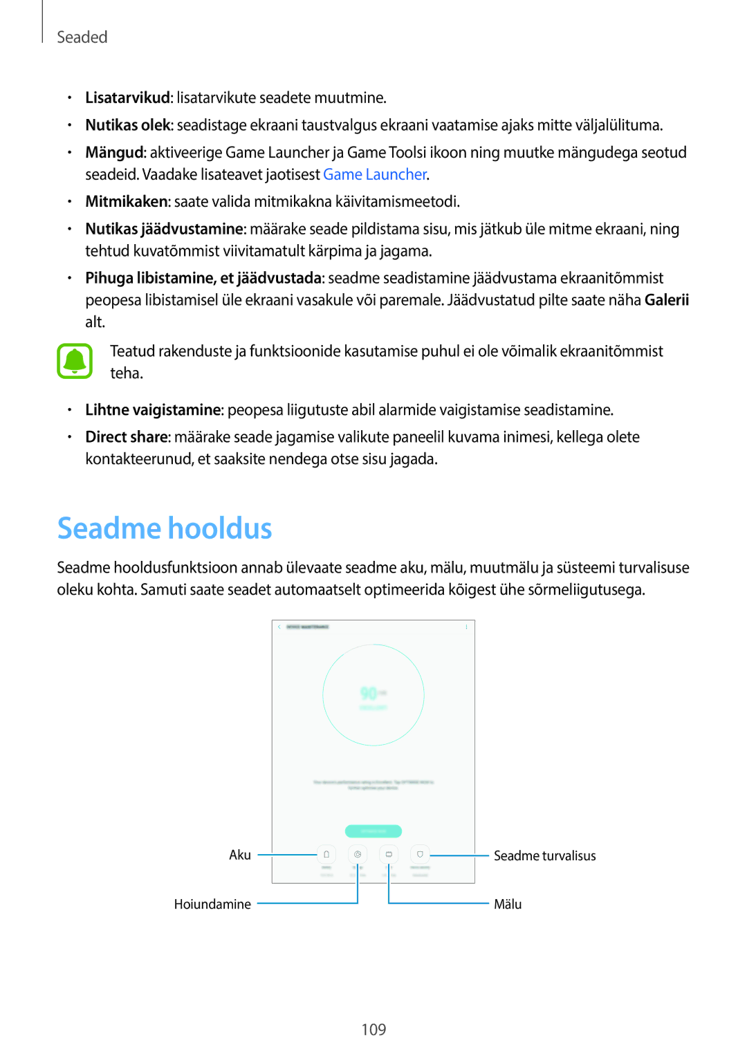 Samsung SM-T820NZKASEB manual Seadme hooldus 