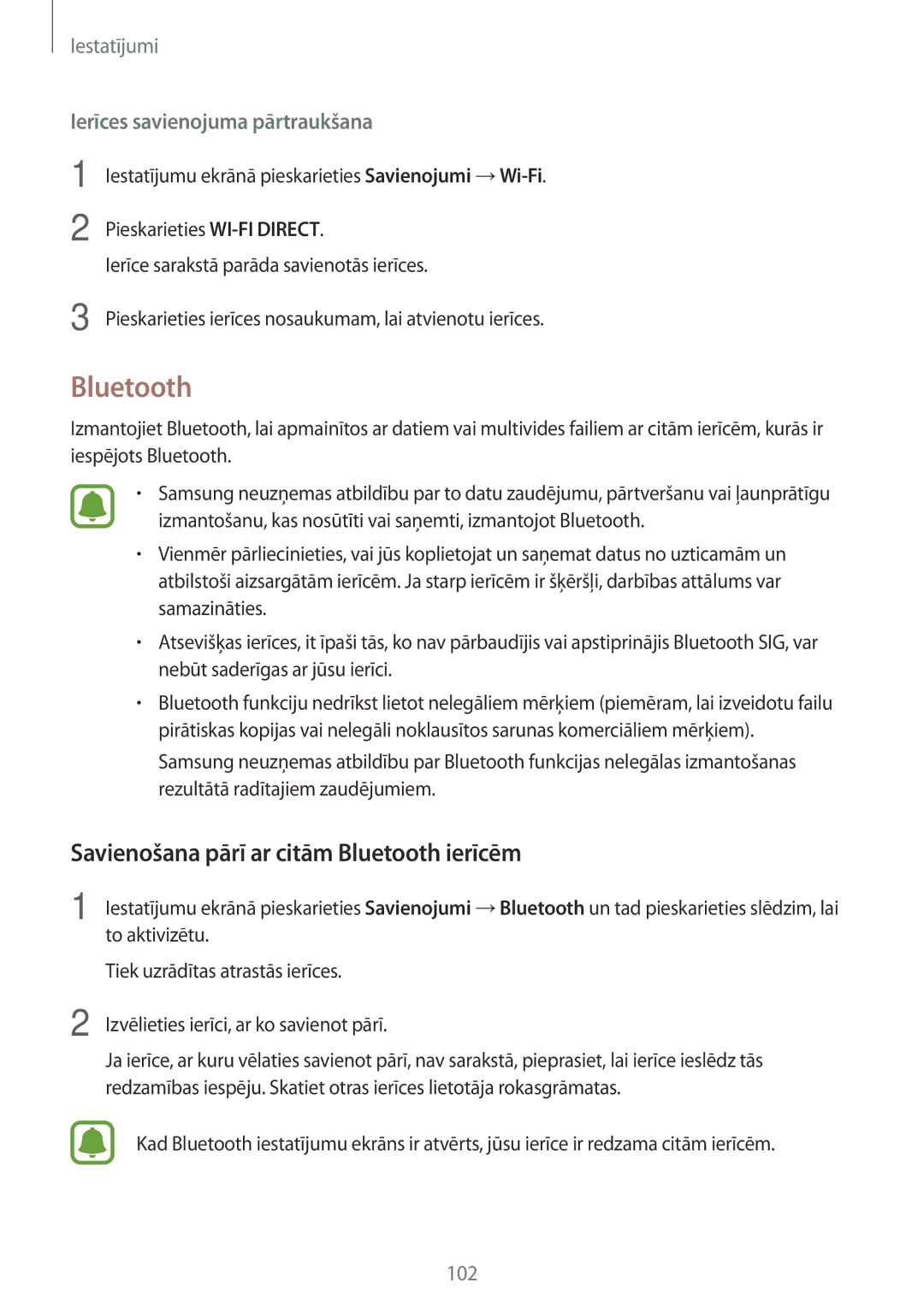 Samsung SM-T820NZKASEB manual Savienošana pārī ar citām Bluetooth ierīcēm 