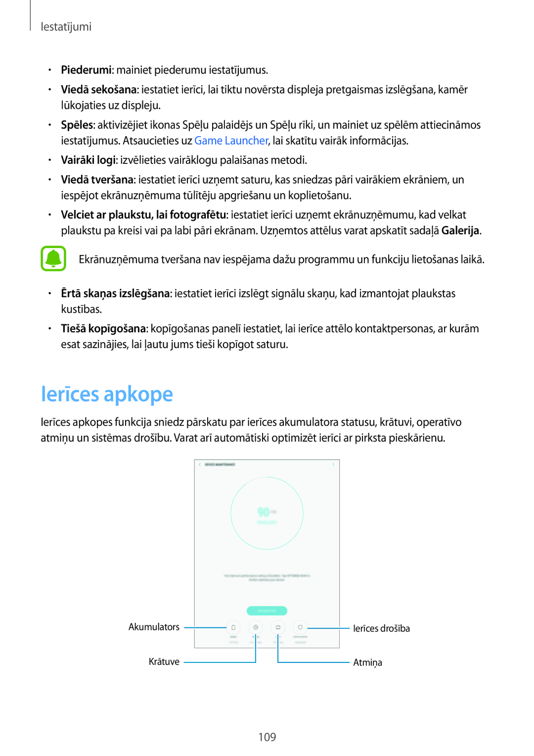 Samsung SM-T820NZKASEB manual Ierīces apkope 