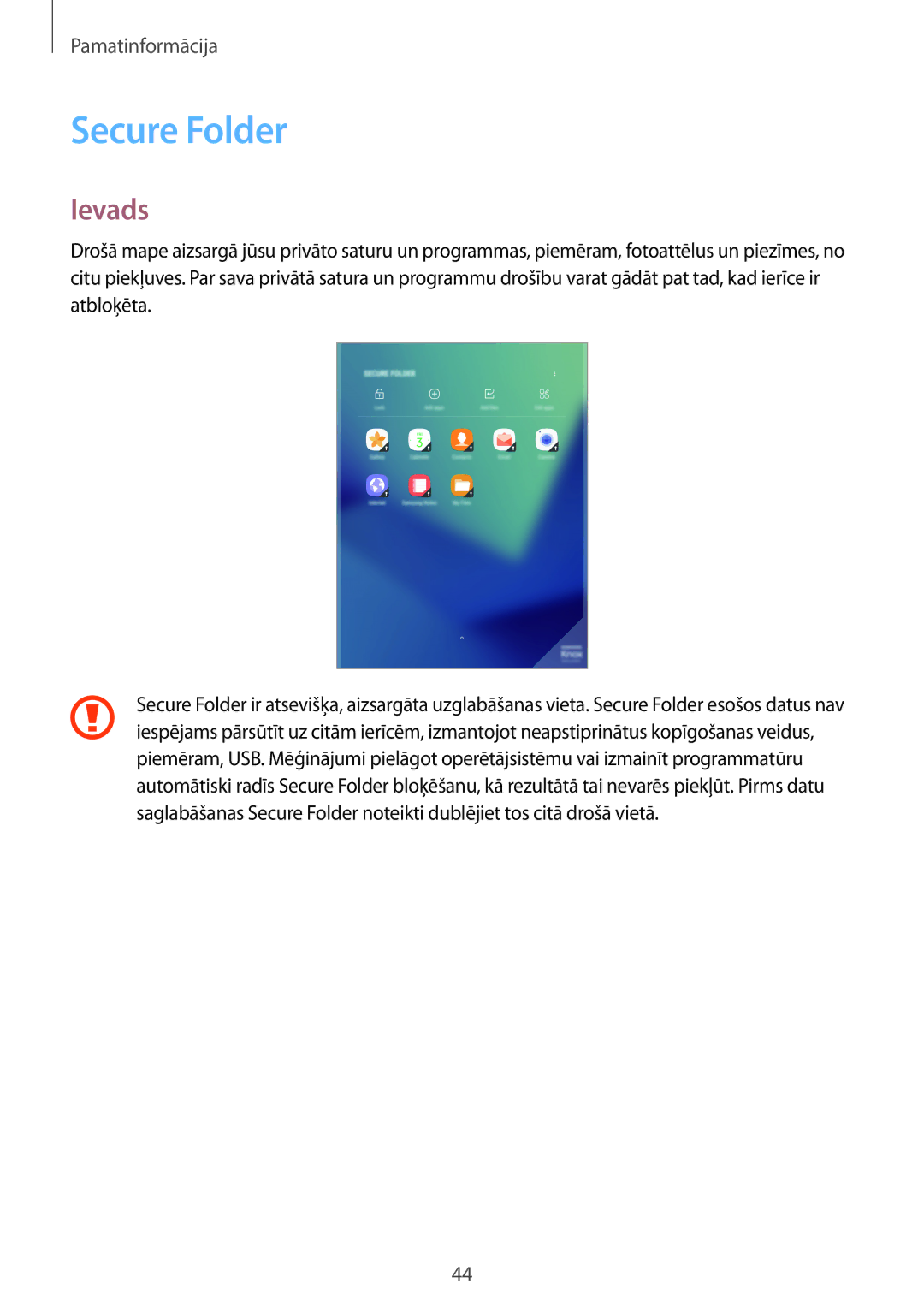 Samsung SM-T820NZKASEB manual Secure Folder, Ievads 