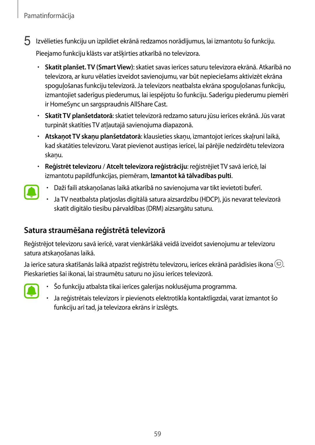 Samsung SM-T820NZKASEB manual Satura straumēšana reģistrētā televizorā 