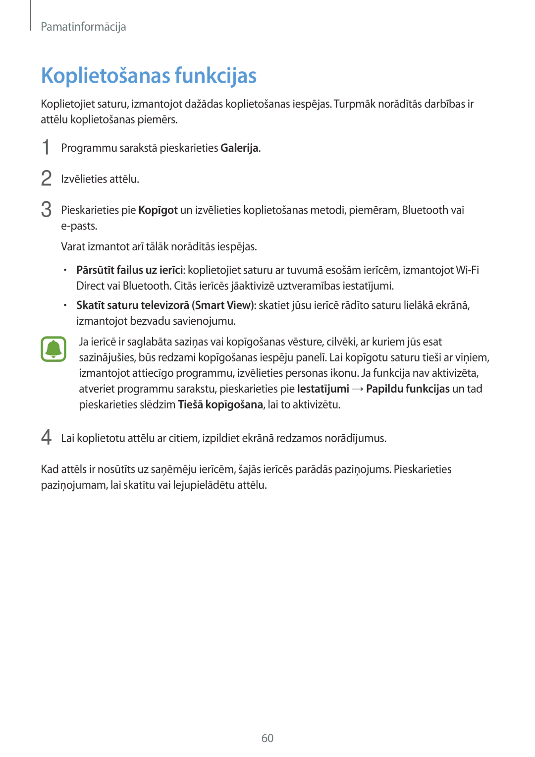 Samsung SM-T820NZKASEB manual Koplietošanas funkcijas 