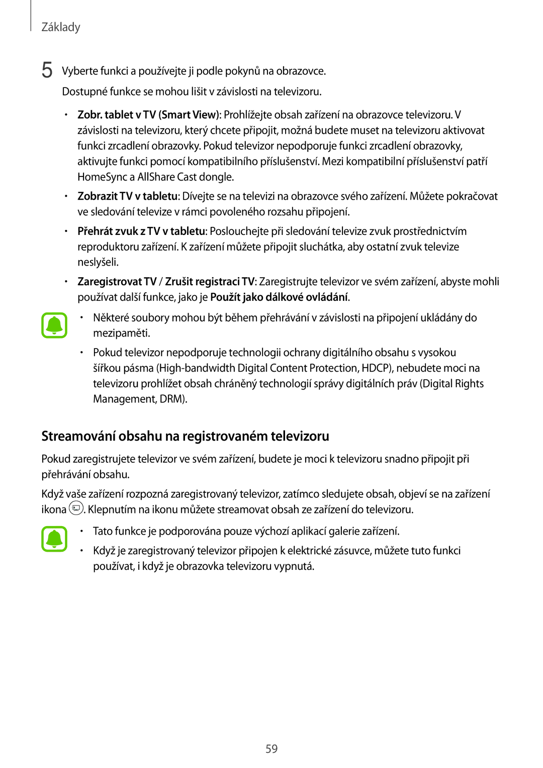 Samsung SM-T820NZKAXEZ, SM-T820NZKAXSK, SM-T820NZSAXSK, SM-T820NZSAXEZ manual Streamování obsahu na registrovaném televizoru 
