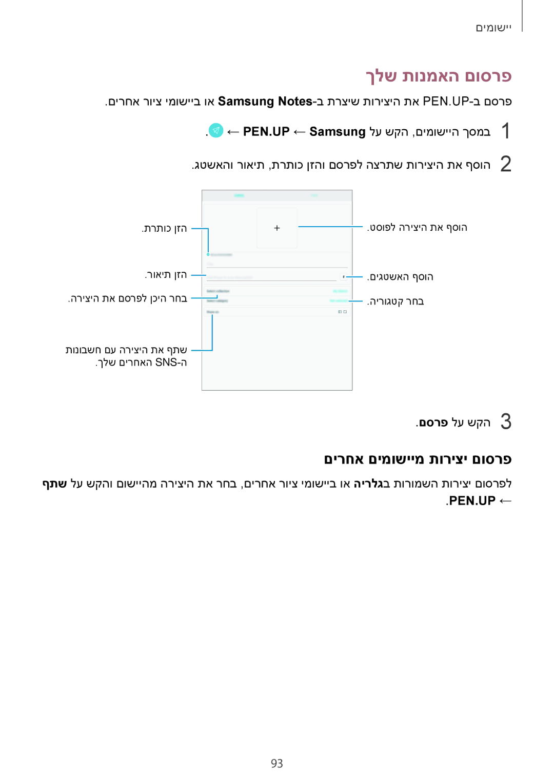 Samsung SM-T820NZKAILO, SM-T820NZSAILO manual ךלש תונמאה םוסרפ, םירחא םימושיימ תוריצי םוסרפ 