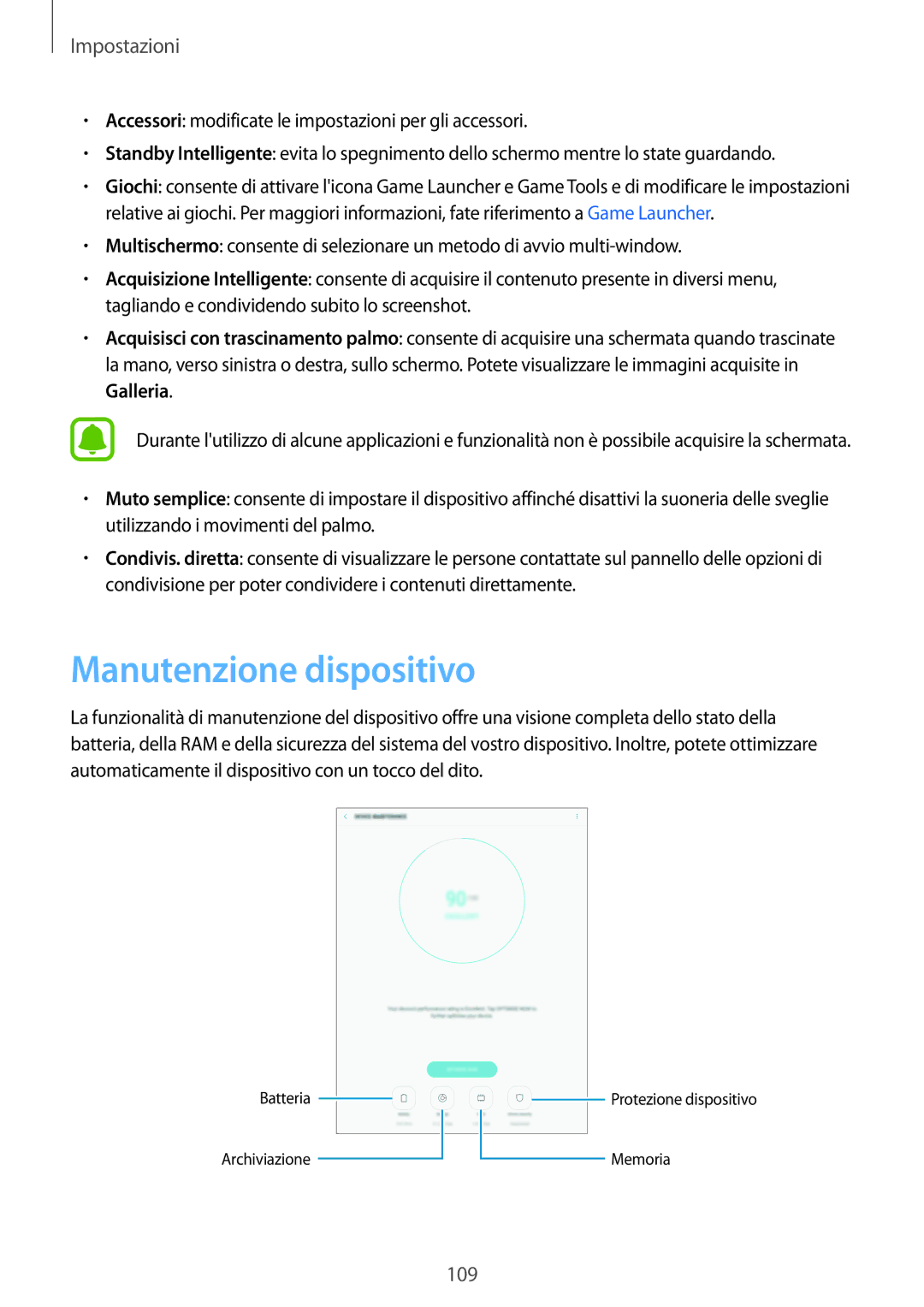 Samsung SM-T820NZKAITV, SM-T820NZSAITV manual Manutenzione dispositivo 