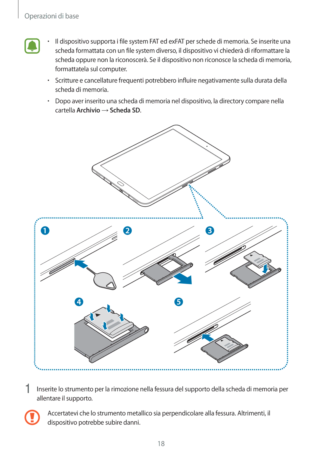 Samsung SM-T820NZSAITV, SM-T820NZKAITV manual Operazioni di base 