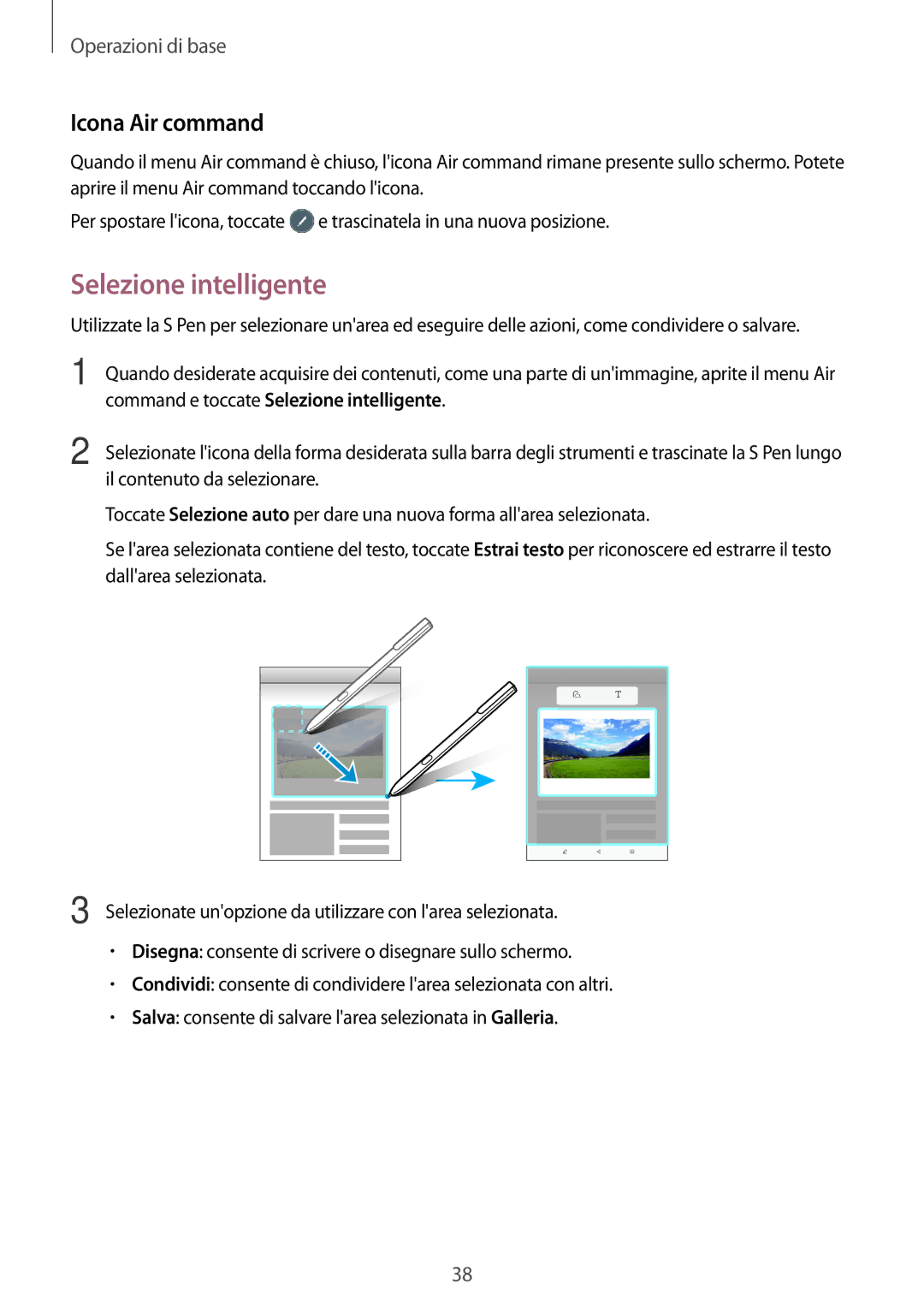 Samsung SM-T820NZSAITV, SM-T820NZKAITV manual Icona Air command, Command e toccate Selezione intelligente 