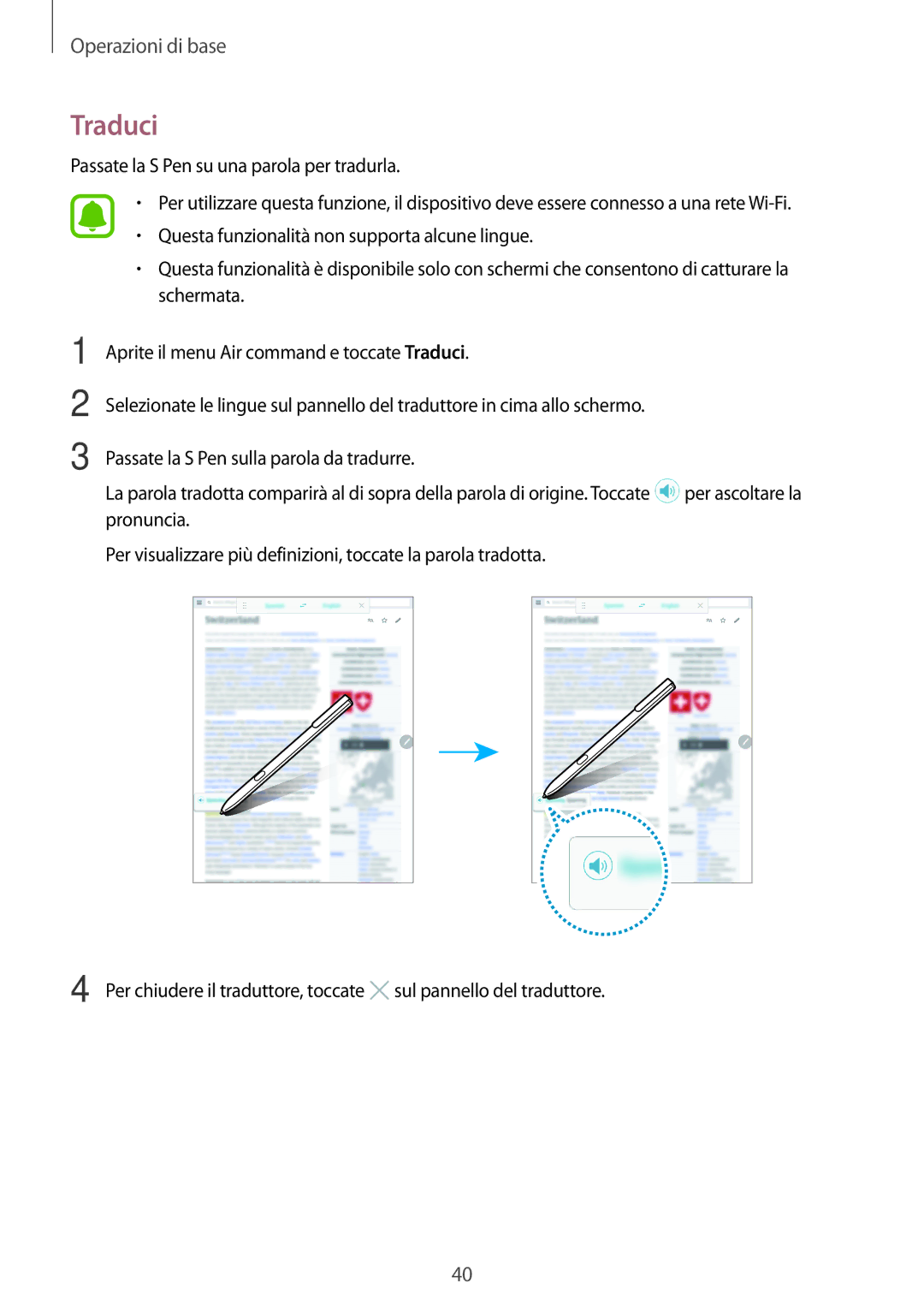 Samsung SM-T820NZSAITV, SM-T820NZKAITV manual Traduci 