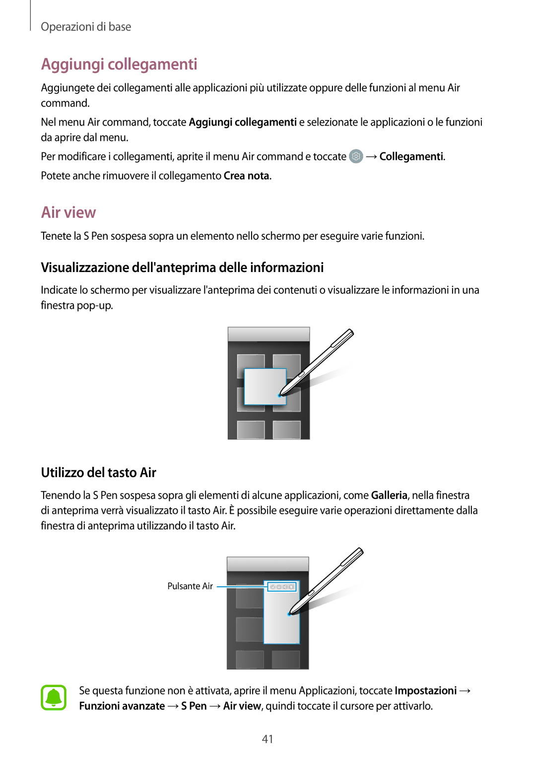 Samsung SM-T820NZKAITV, SM-T820NZSAITV Aggiungi collegamenti, Air view, Visualizzazione dellanteprima delle informazioni 