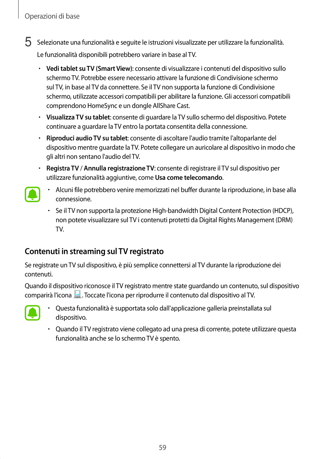 Samsung SM-T820NZKAITV, SM-T820NZSAITV manual Contenuti in streaming sul TV registrato 