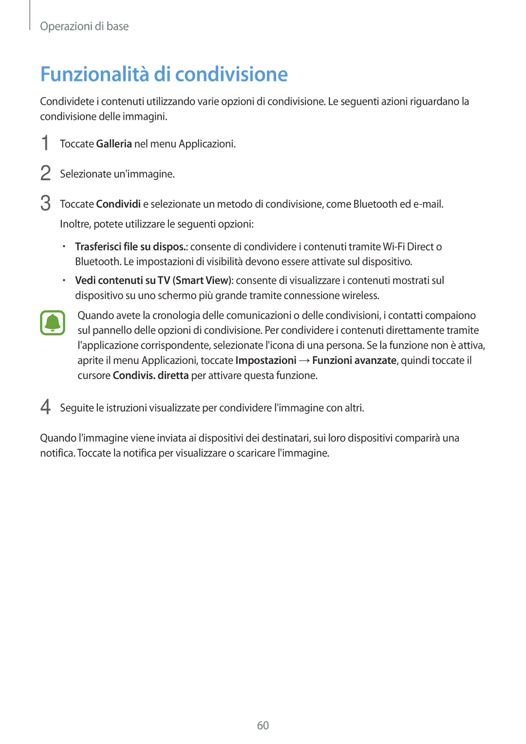 Samsung SM-T820NZSAITV, SM-T820NZKAITV manual Funzionalità di condivisione 