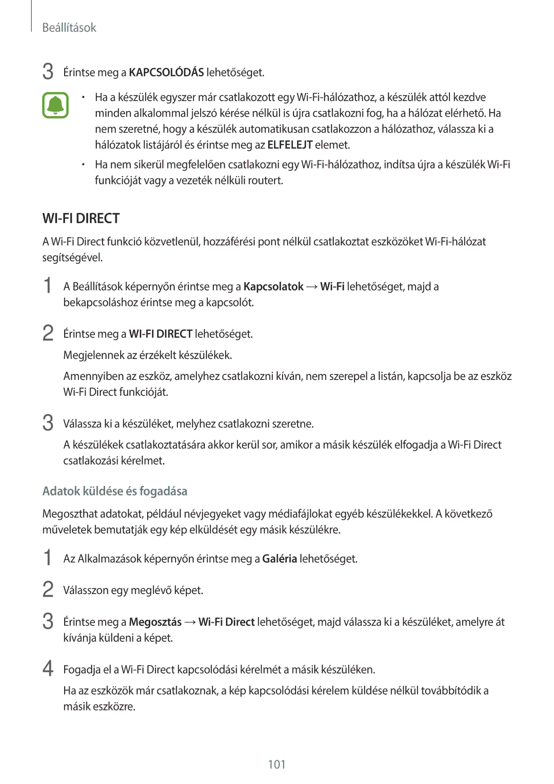 Samsung SM-T820NZSAXEH manual WI-FI Direct 