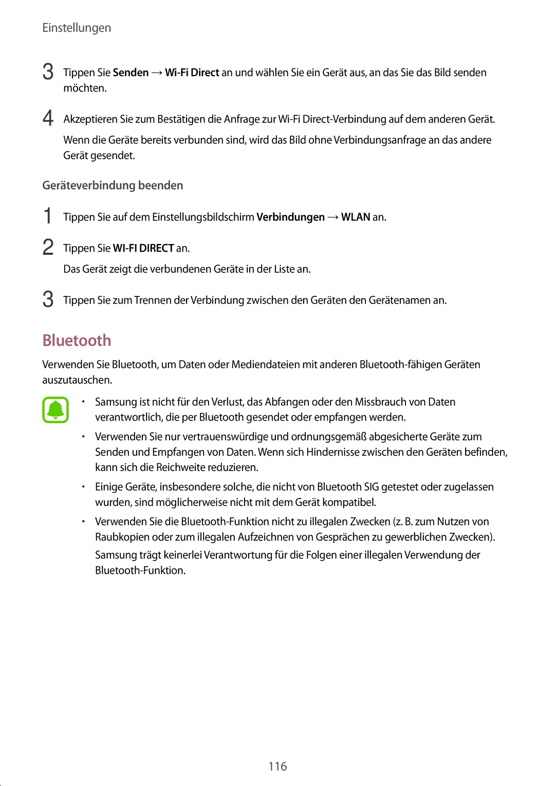 Samsung SM-T825NZKADBT, SM-T825NZSADBT manual Bluetooth, Möchten, Gerät gesendet 