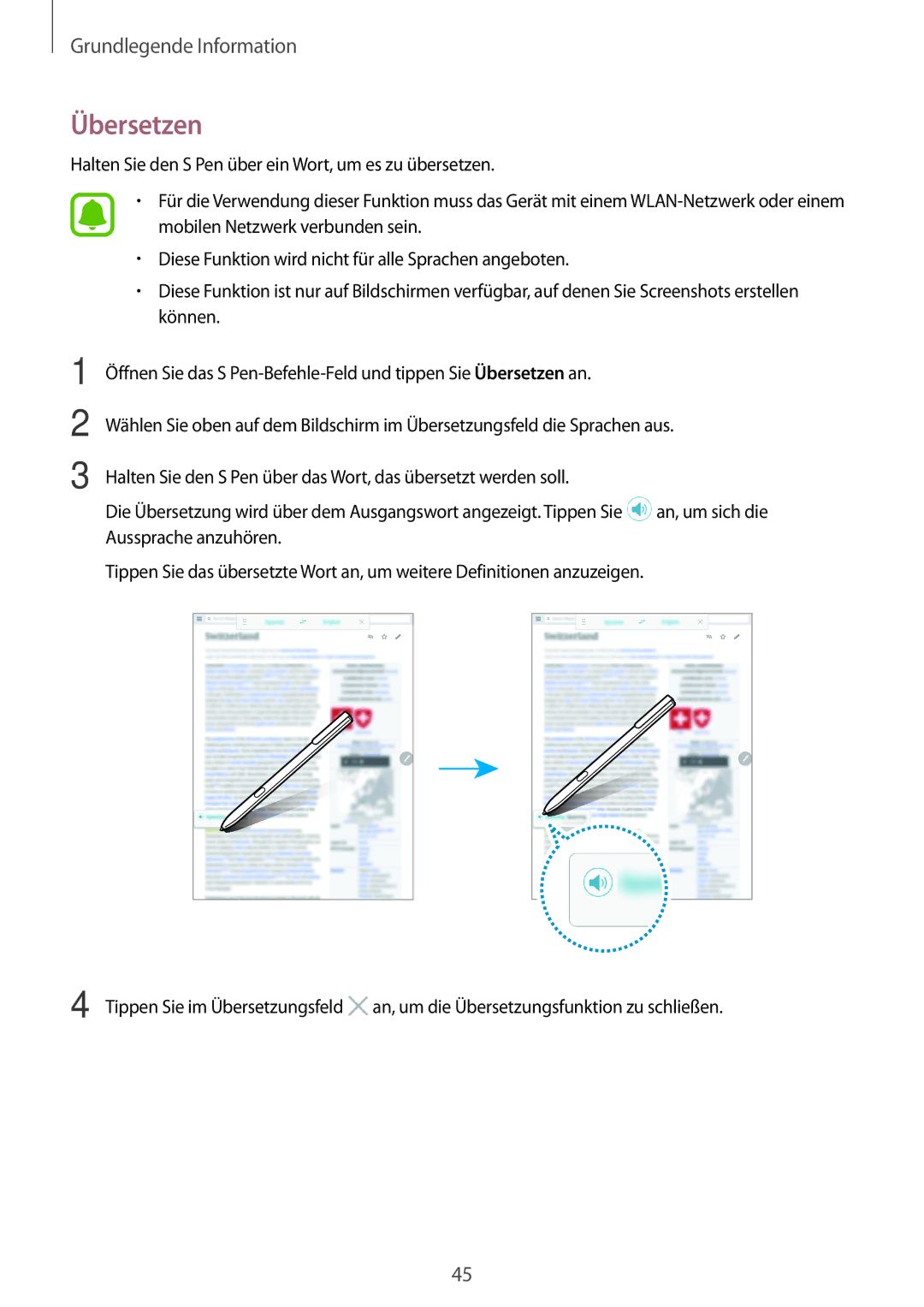 Samsung SM-T825NZSADBT, SM-T825NZKADBT manual Übersetzen 