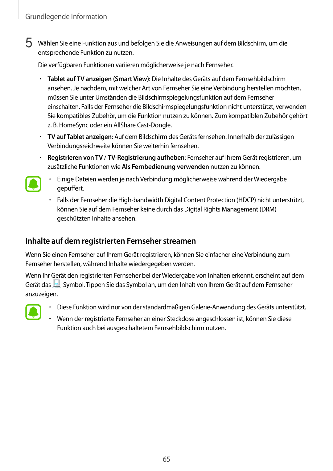 Samsung SM-T825NZSADBT, SM-T825NZKADBT manual Inhalte auf dem registrierten Fernseher streamen 