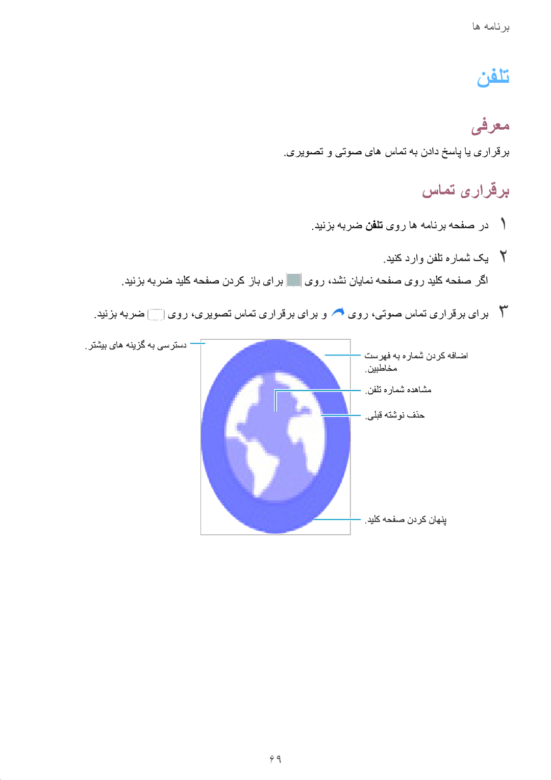 Samsung SM-T825NZKAKSA manual نفلت, سامت یرارقرب, یریوصت و یتوص یاه سامت هب نداد خساپ ای یرارقرب 