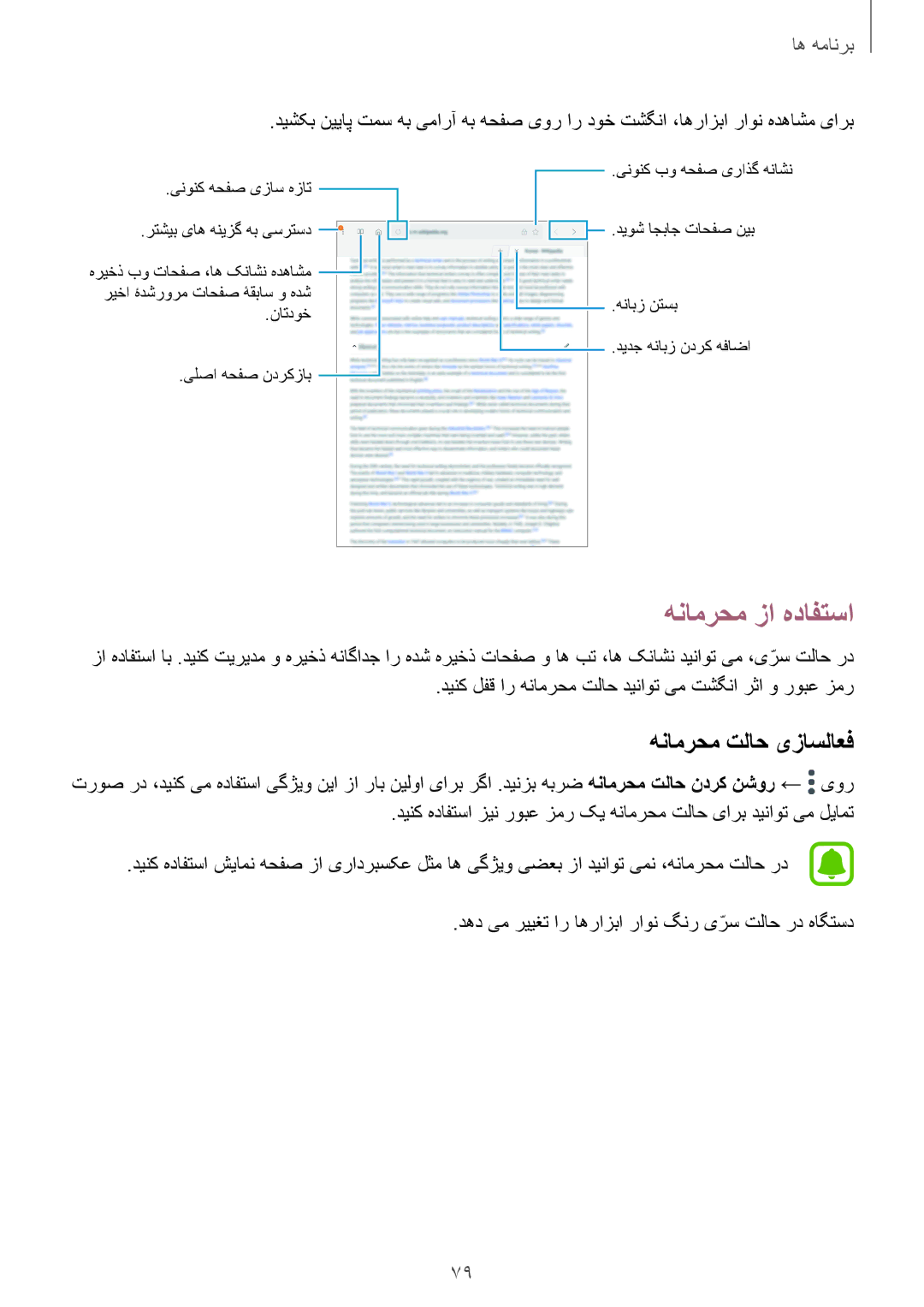 Samsung SM-T825NZKAKSA manual هنامرحم زا هدافتسا, هنامرحم تلاح یزاسلاعف 