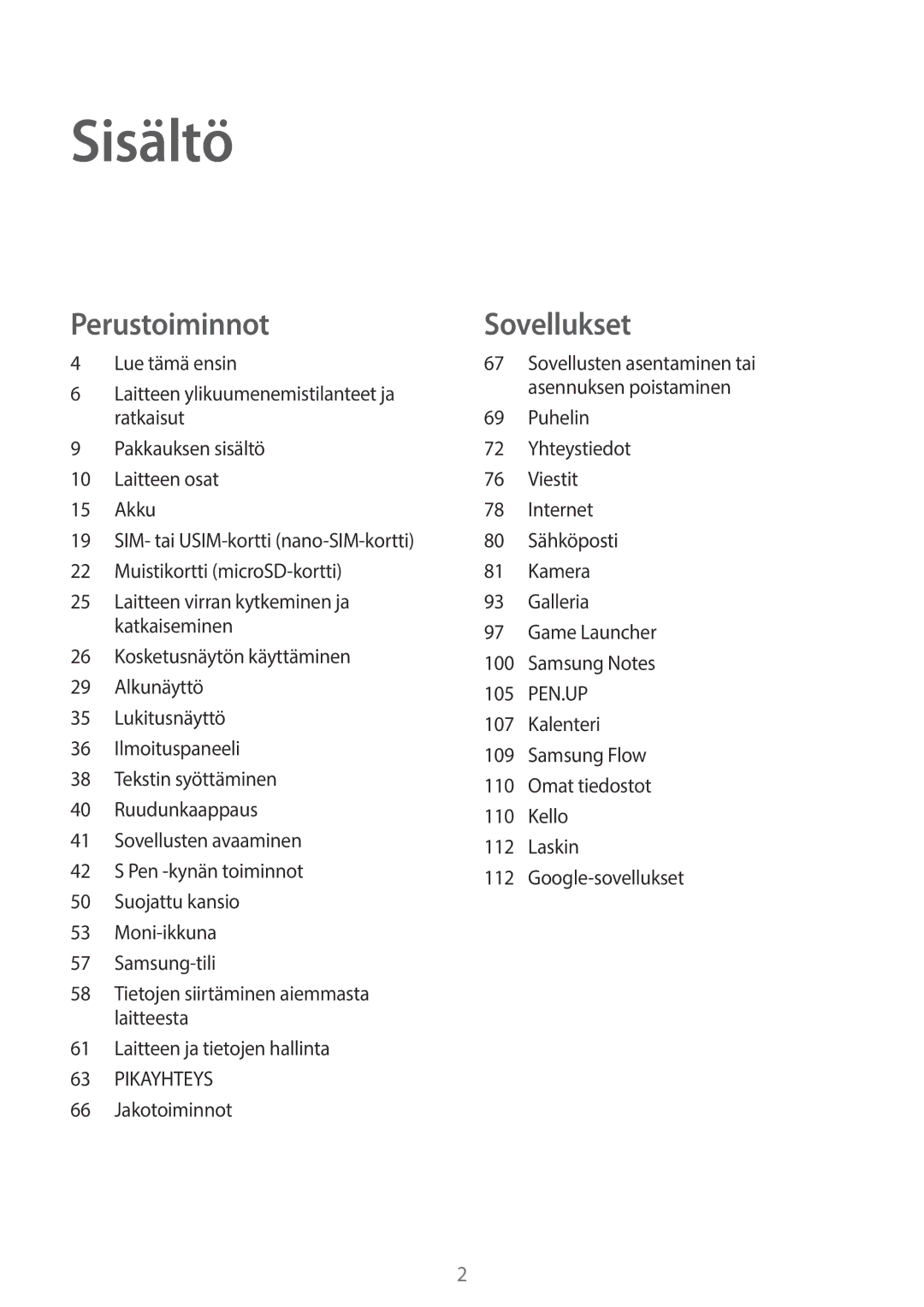 Samsung SM-T825NZKANEE, SM-T825NZSANEE manual Lue tämä ensin, Jakotoiminnot 