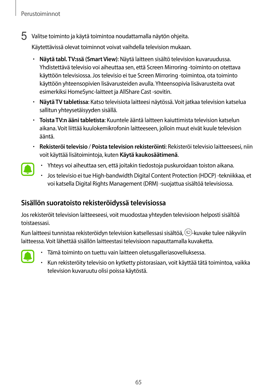 Samsung SM-T825NZSANEE, SM-T825NZKANEE manual Sisällön suoratoisto rekisteröidyssä televisiossa 