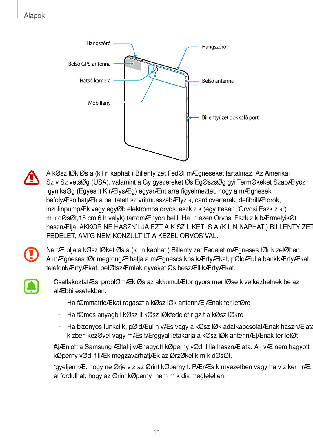 Samsung SM-T825NZKAXEH manual Hátsó kamera 