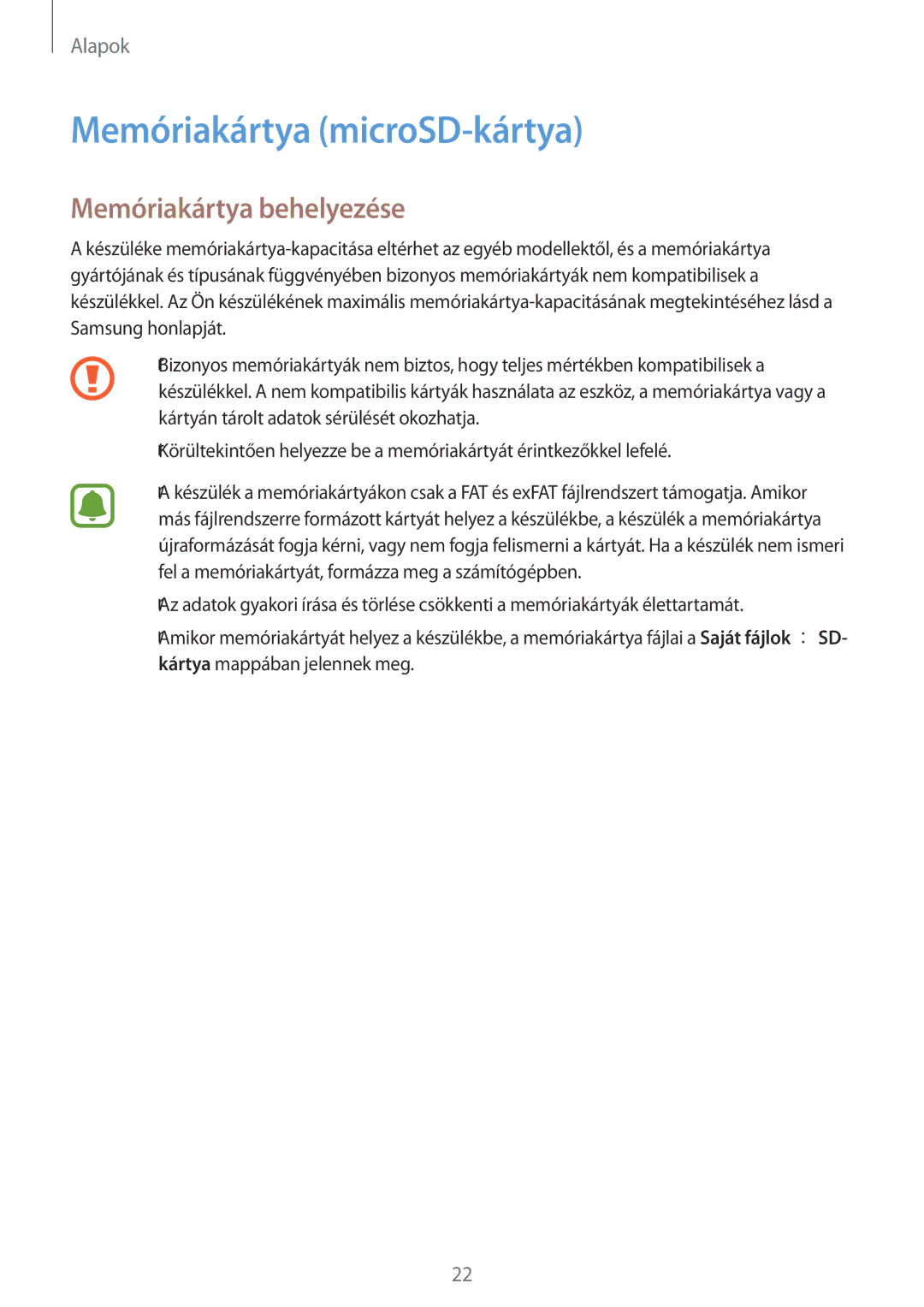 Samsung SM-T825NZKAXEH manual Memóriakártya microSD-kártya, Memóriakártya behelyezése 