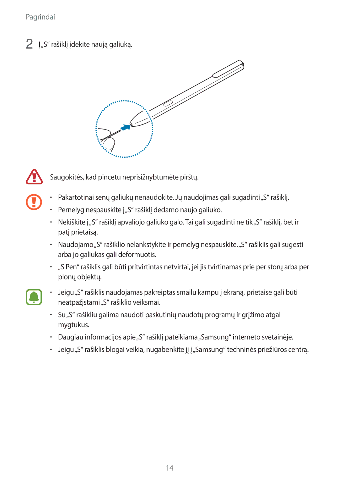 Samsung SM-T825NZSASEB, SM-T825NZKASEB manual Pagrindai 