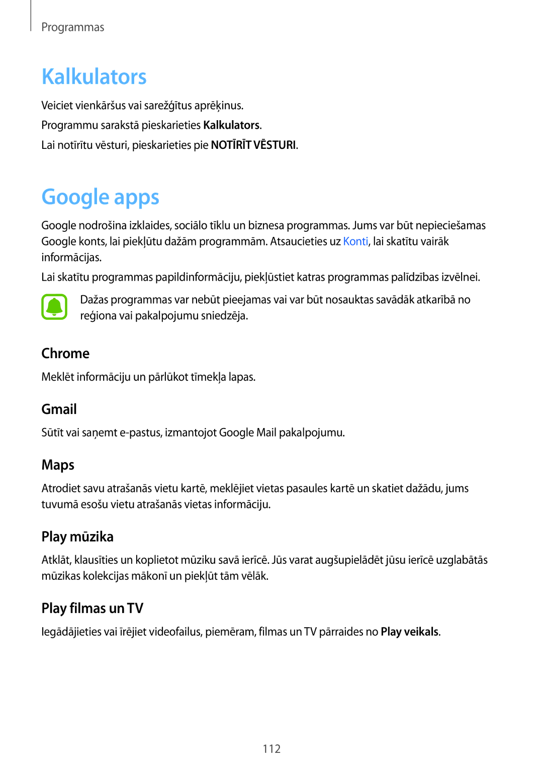 Samsung SM-T825NZSASEB, SM-T825NZKASEB manual Kalkulators, Google apps 