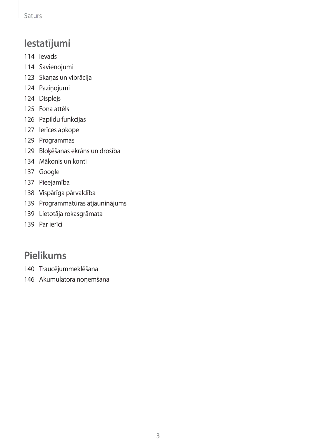 Samsung SM-T825NZKASEB, SM-T825NZSASEB manual Ievads, Traucējummeklēšana Akumulatora noņemšana 