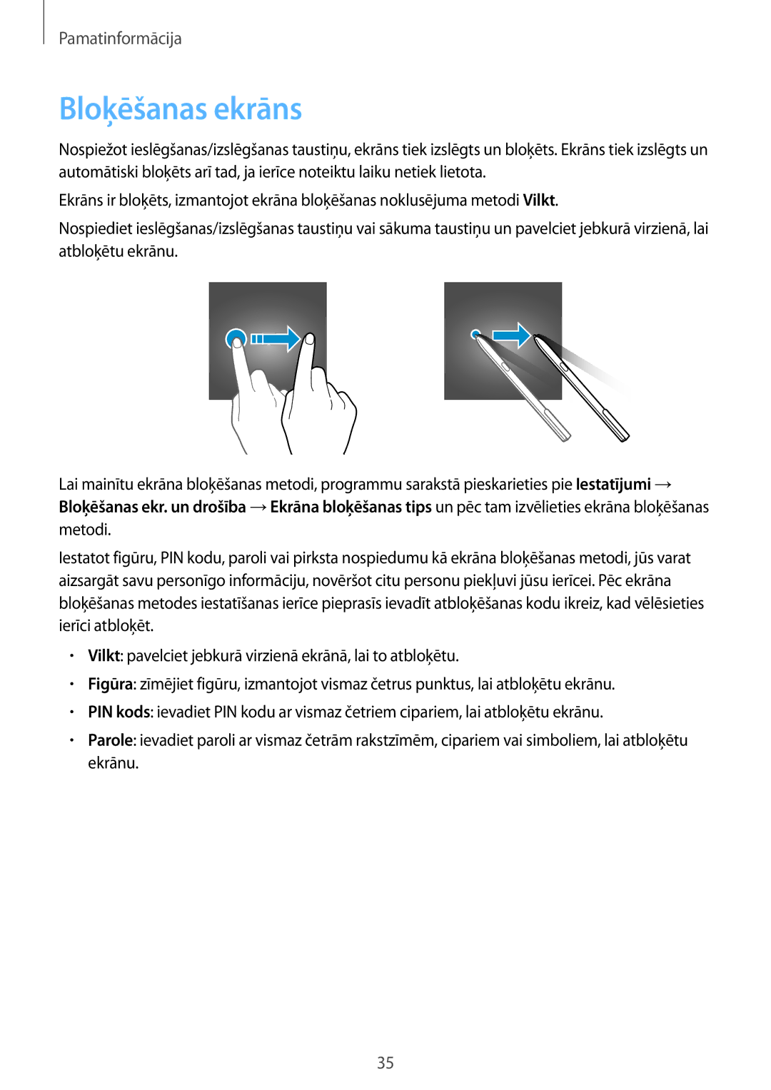 Samsung SM-T825NZKASEB, SM-T825NZSASEB manual Bloķēšanas ekrāns 