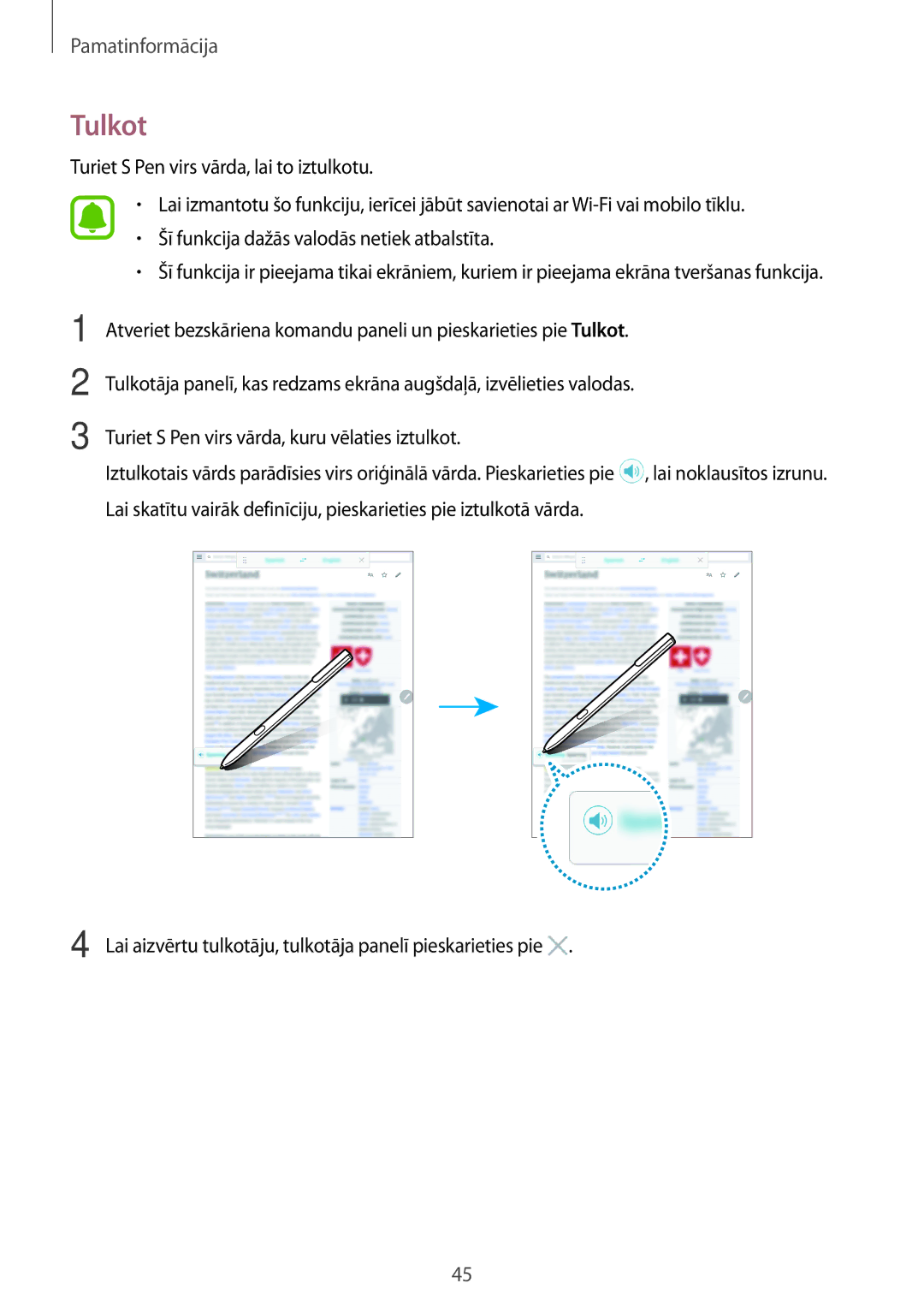 Samsung SM-T825NZKASEB, SM-T825NZSASEB manual Tulkot 