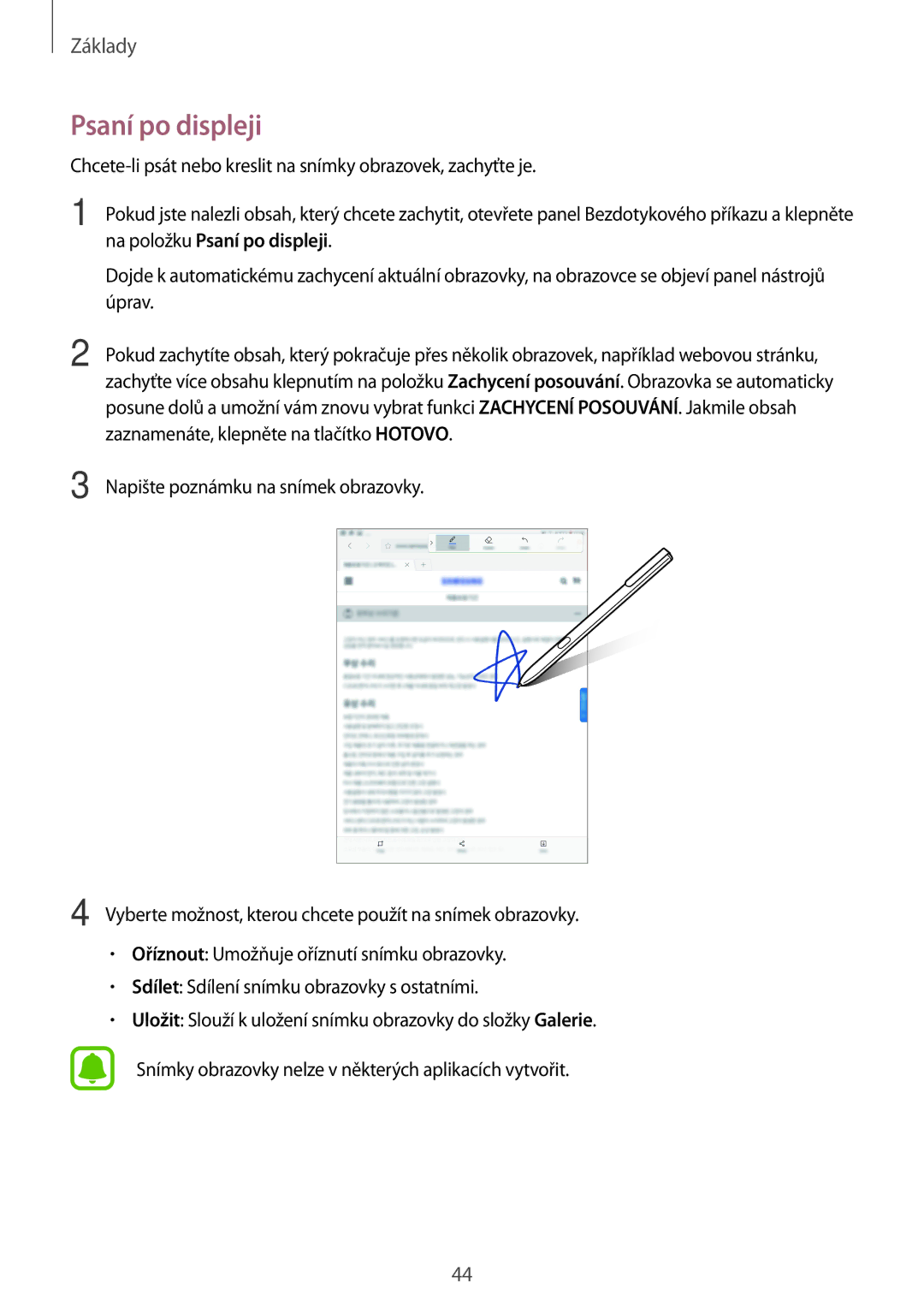 Samsung SM-T825NZSAXEZ, SM-T825NZKAXEZ manual Psaní po displeji 