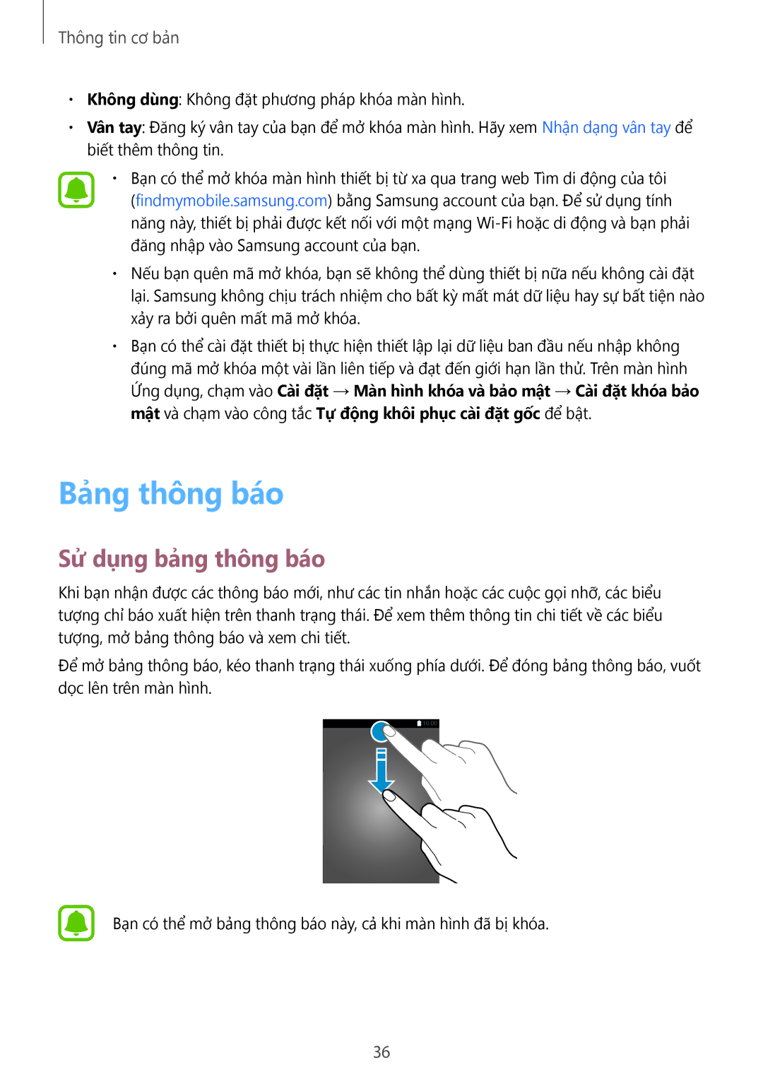 Samsung SM-T825YZSAXXV manual Bảng thông báo, Sử dụng bảng thông báo 