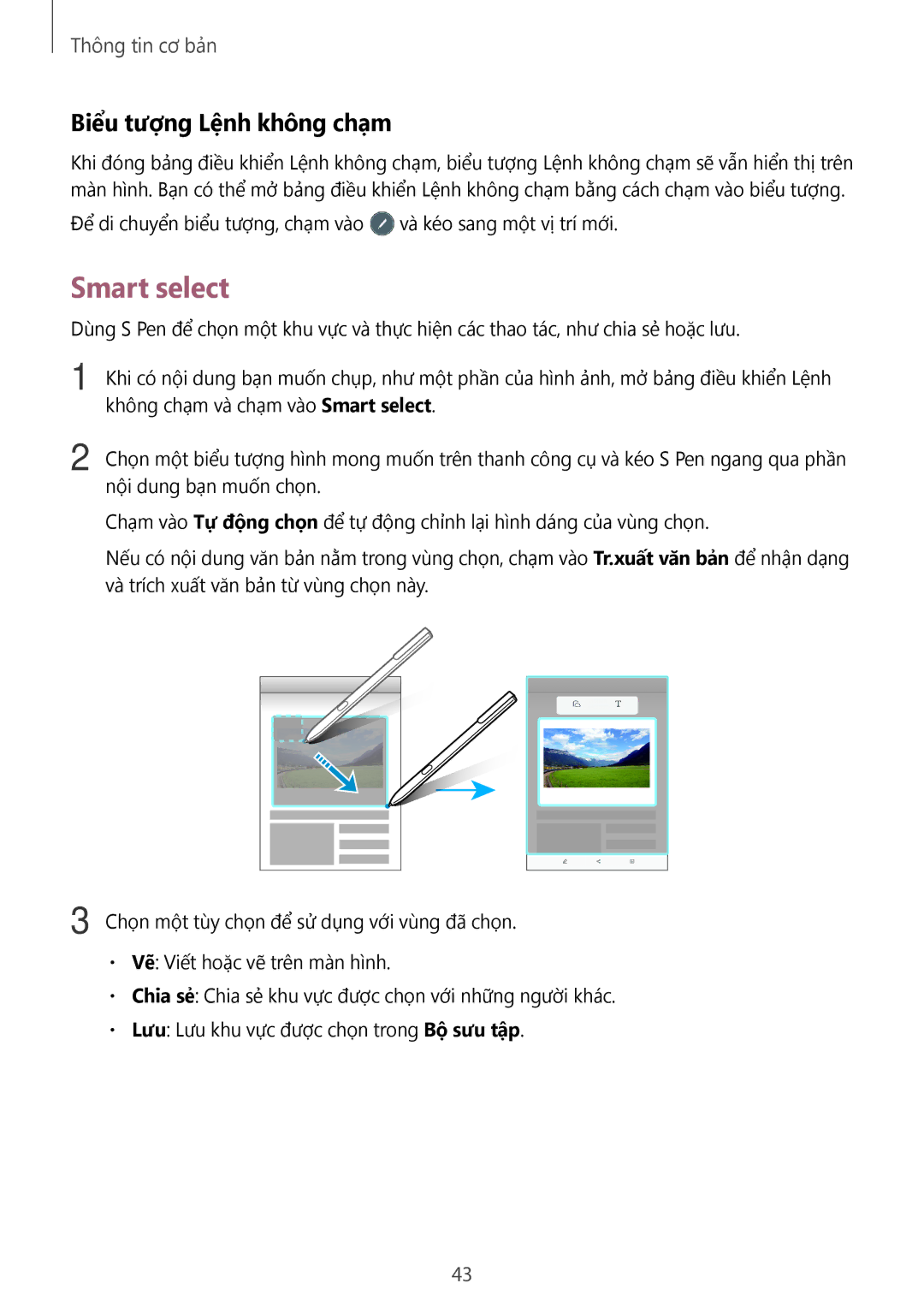 Samsung SM-T825YZSAXXV manual Smart select, Biểu tượng Lệnh không chạm 